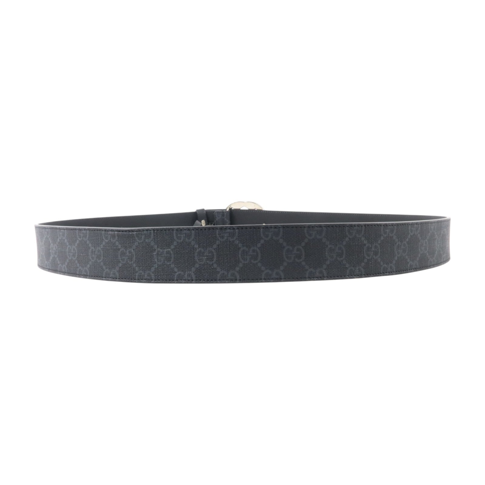 GUCCI 塗層帆布Belt with Interlocking G Buckle銀扣皮帶