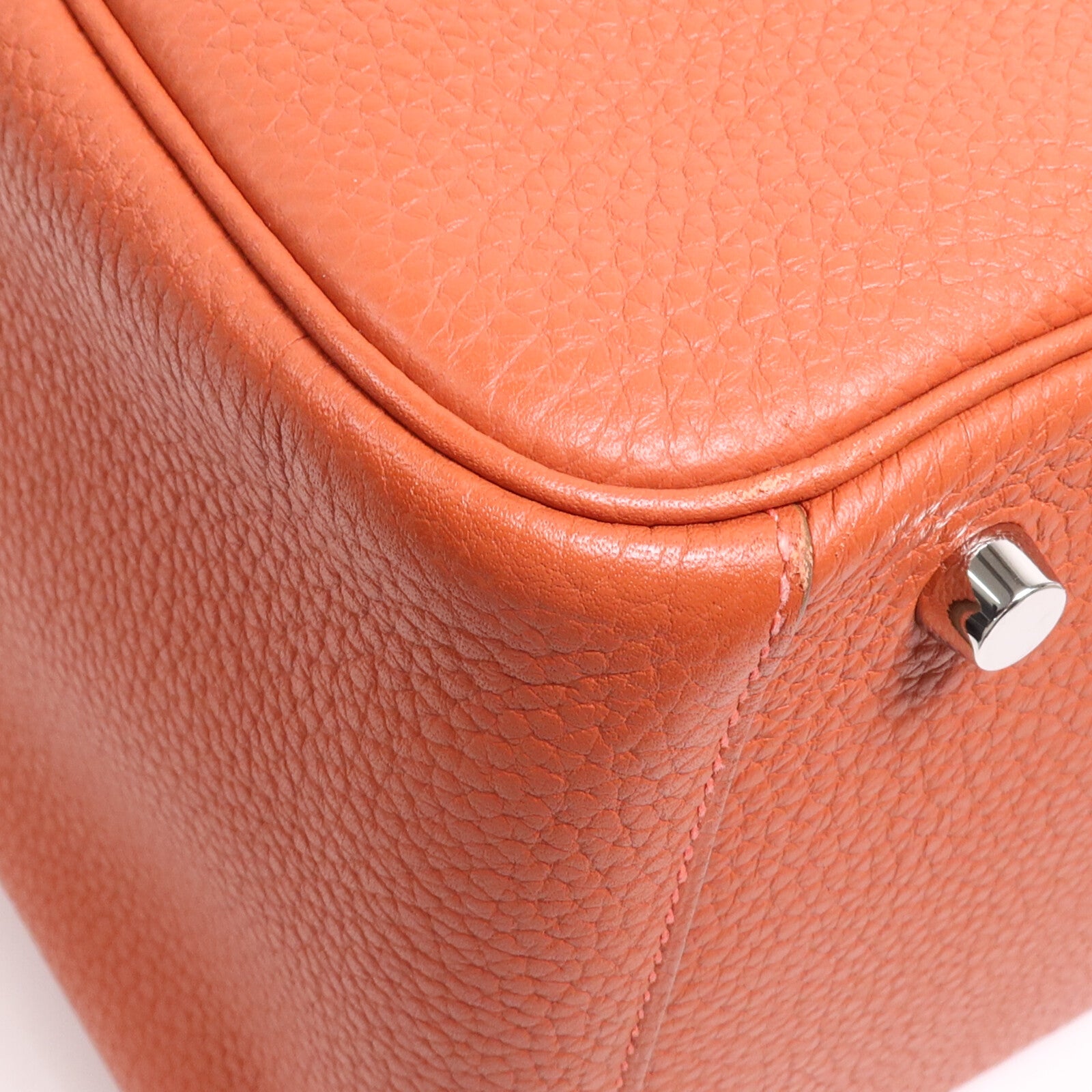 HERMES Clemence皮革Lindy 30銀扣手挽肩背兩用袋Orange