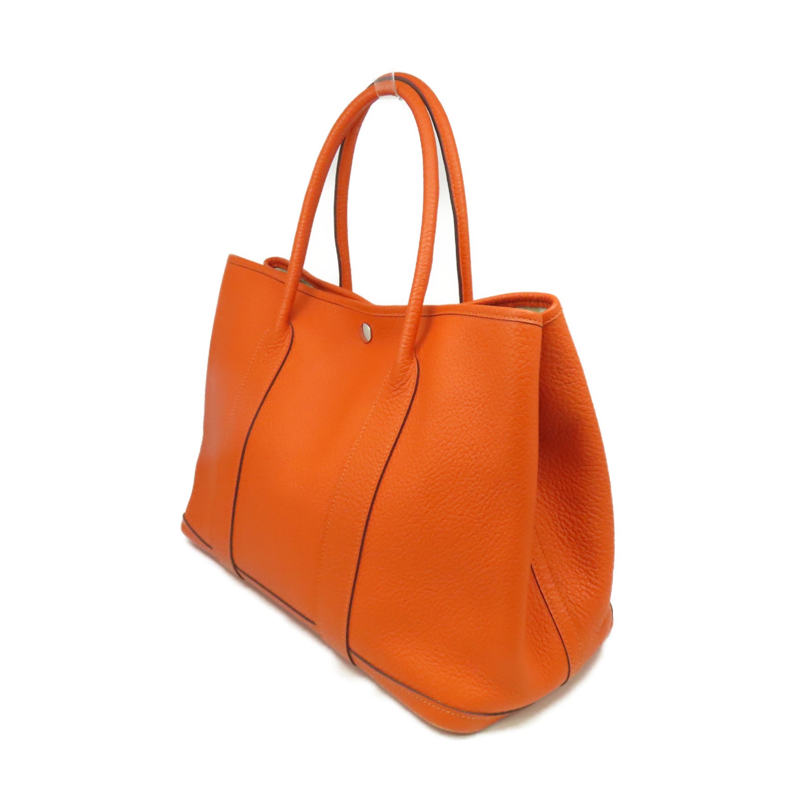 HERMES 【激減優惠】Negonda皮革Garden Party PM Tote Bag銀扣手挽袋Orange橙色