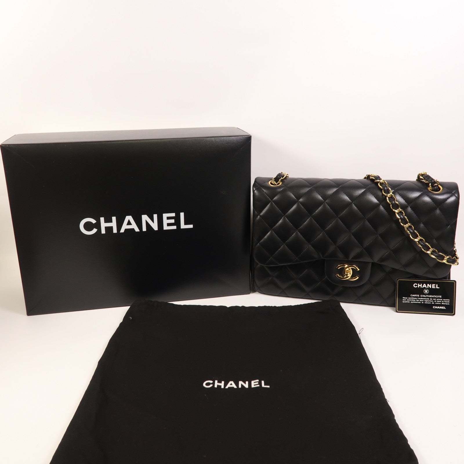 CHANEL 羊皮皮革Large Classic金扣鏈帶肩背袋