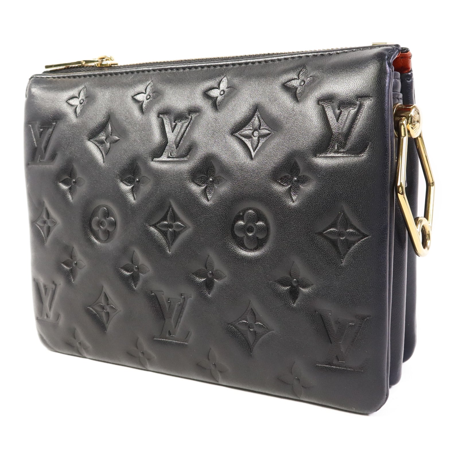 LOUIS VUITTON Monogram Embossed Coussin BB金扣鏈帶手挽肩背兩用袋