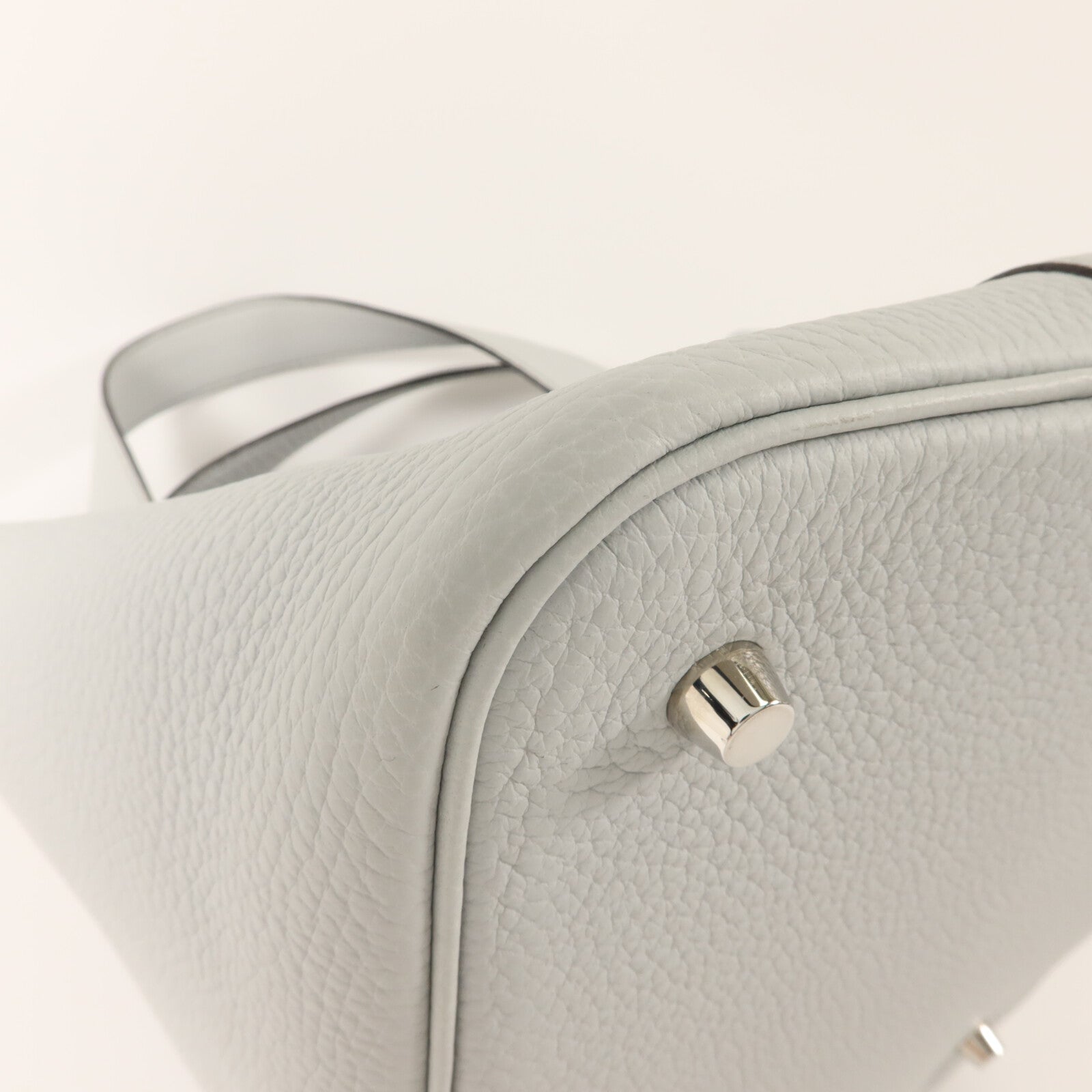 HERMES Clemence皮革Picotin MM手挽袋Gris Perle