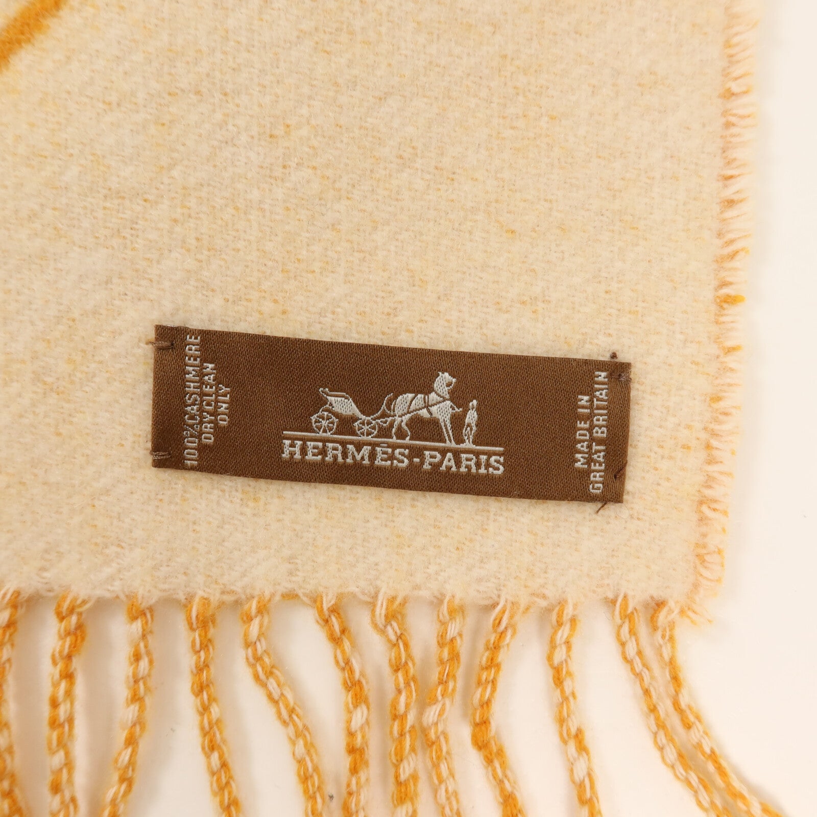 HERMES 羊絨Scarf圍巾Orange/Beige