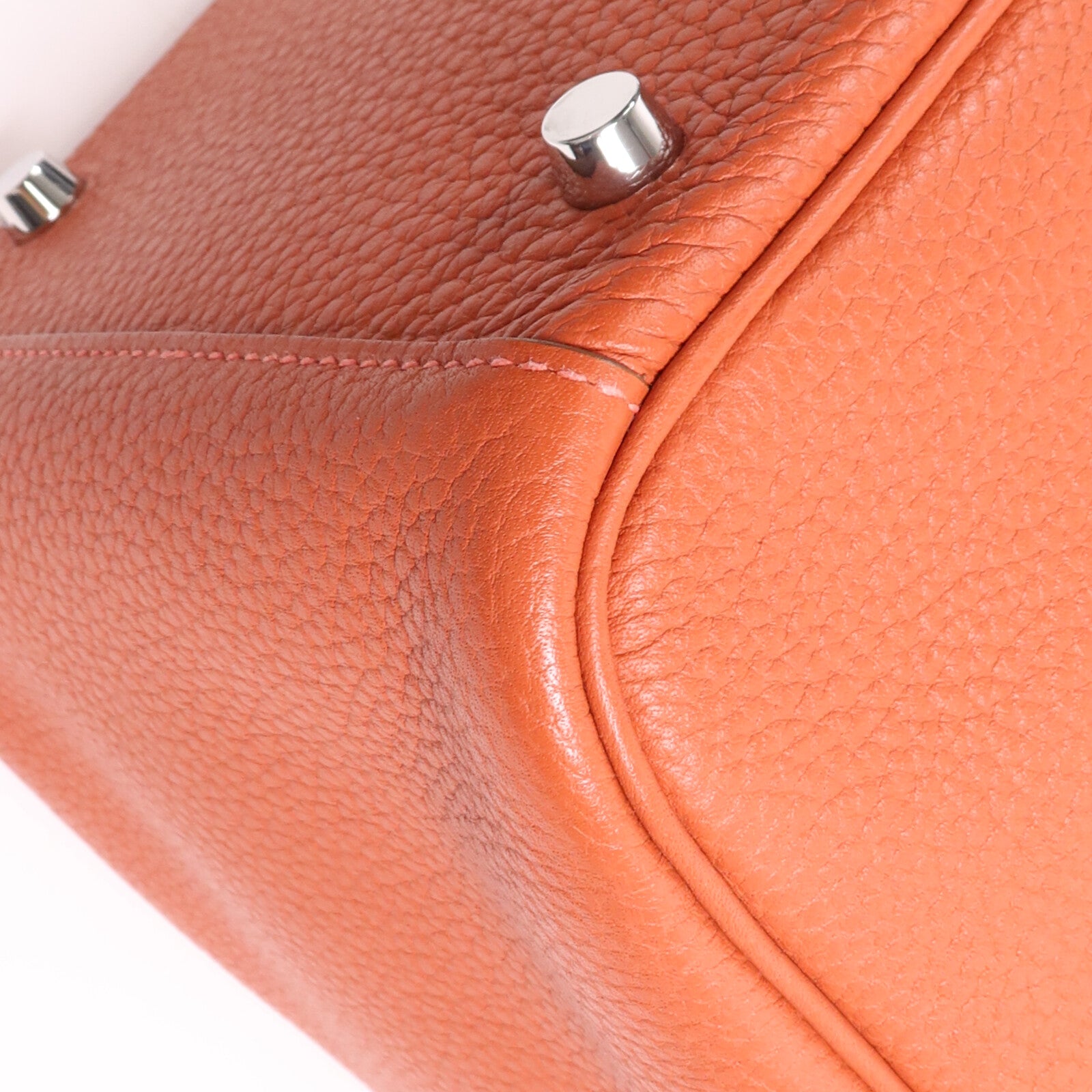 HERMES Clemence皮革Lindy 30銀扣手挽肩背兩用袋Orange