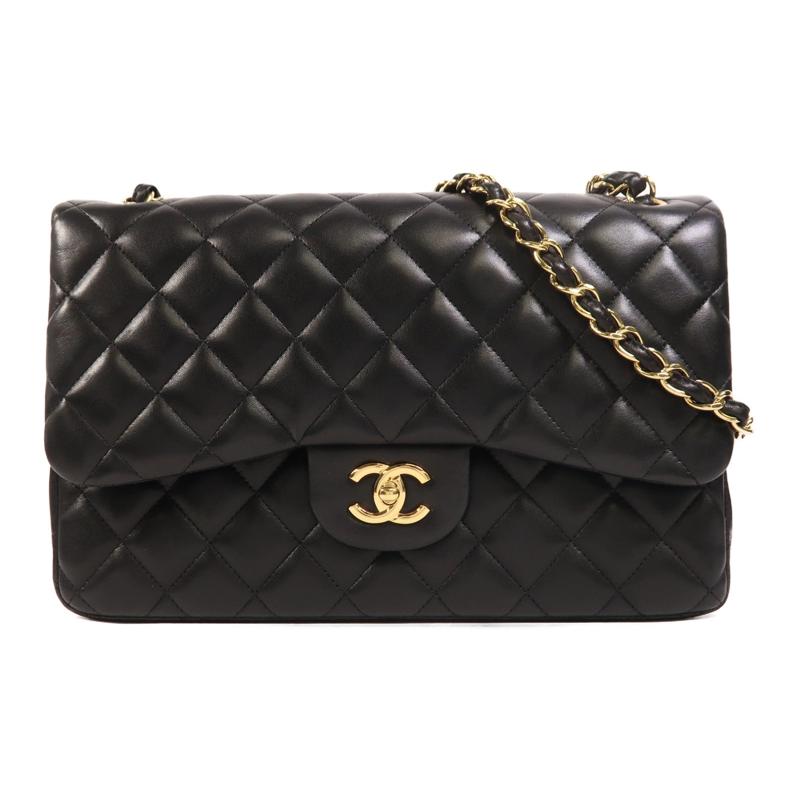 CHANEL 羊皮皮革Large Classic金扣鏈帶肩背袋