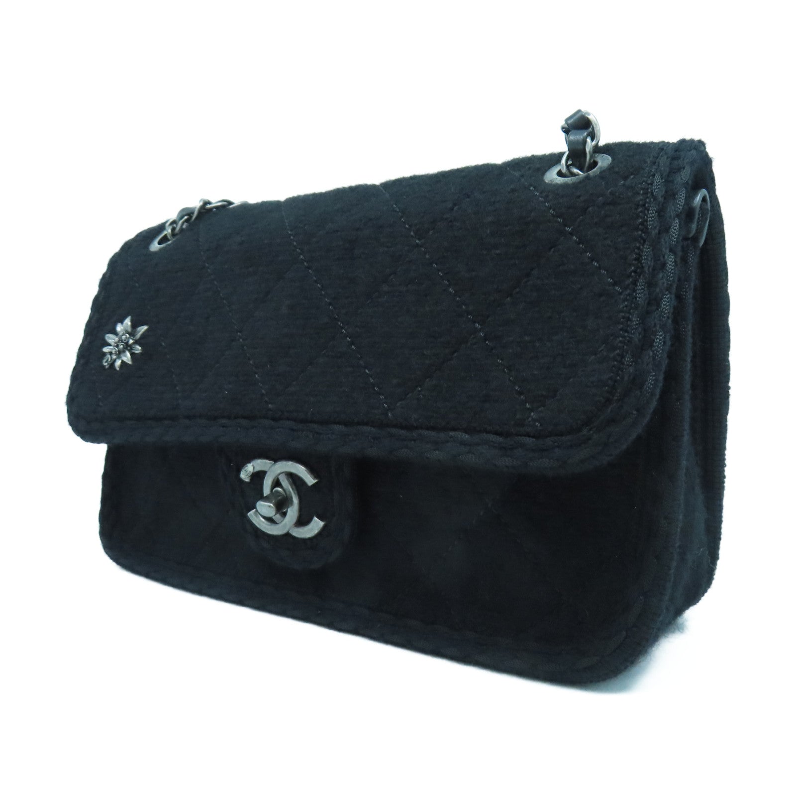 CHANEL 【激減優惠】菱格羊絨Chain Shoulder銀扣鏈帶肩背袋黑色