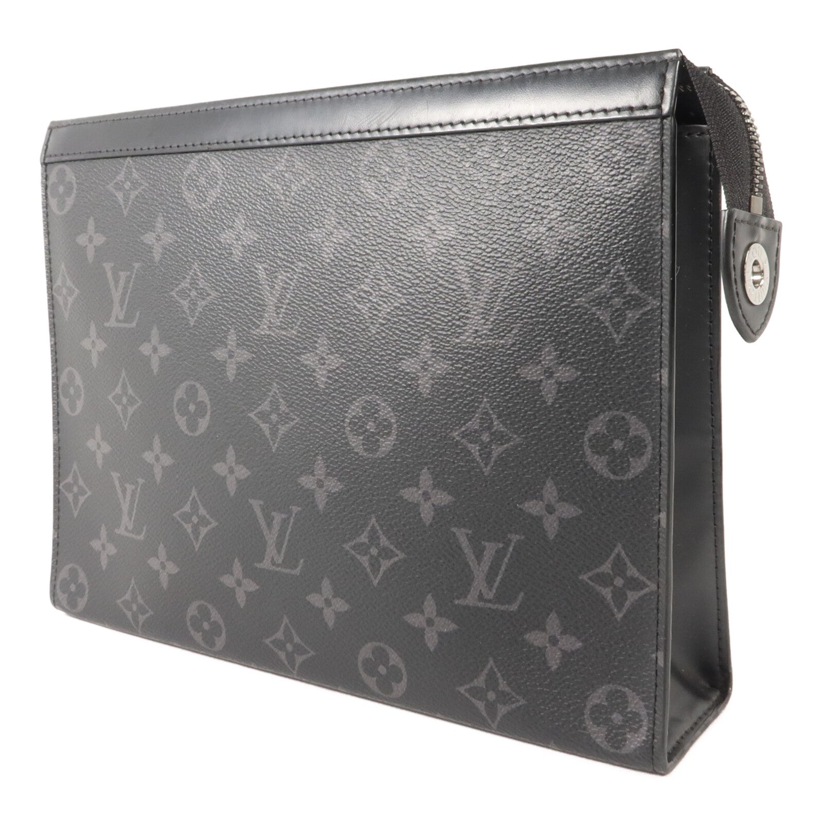 LOUIS VUITTON Monogram Eclipse Pochette Voyage MM銀扣手拿包