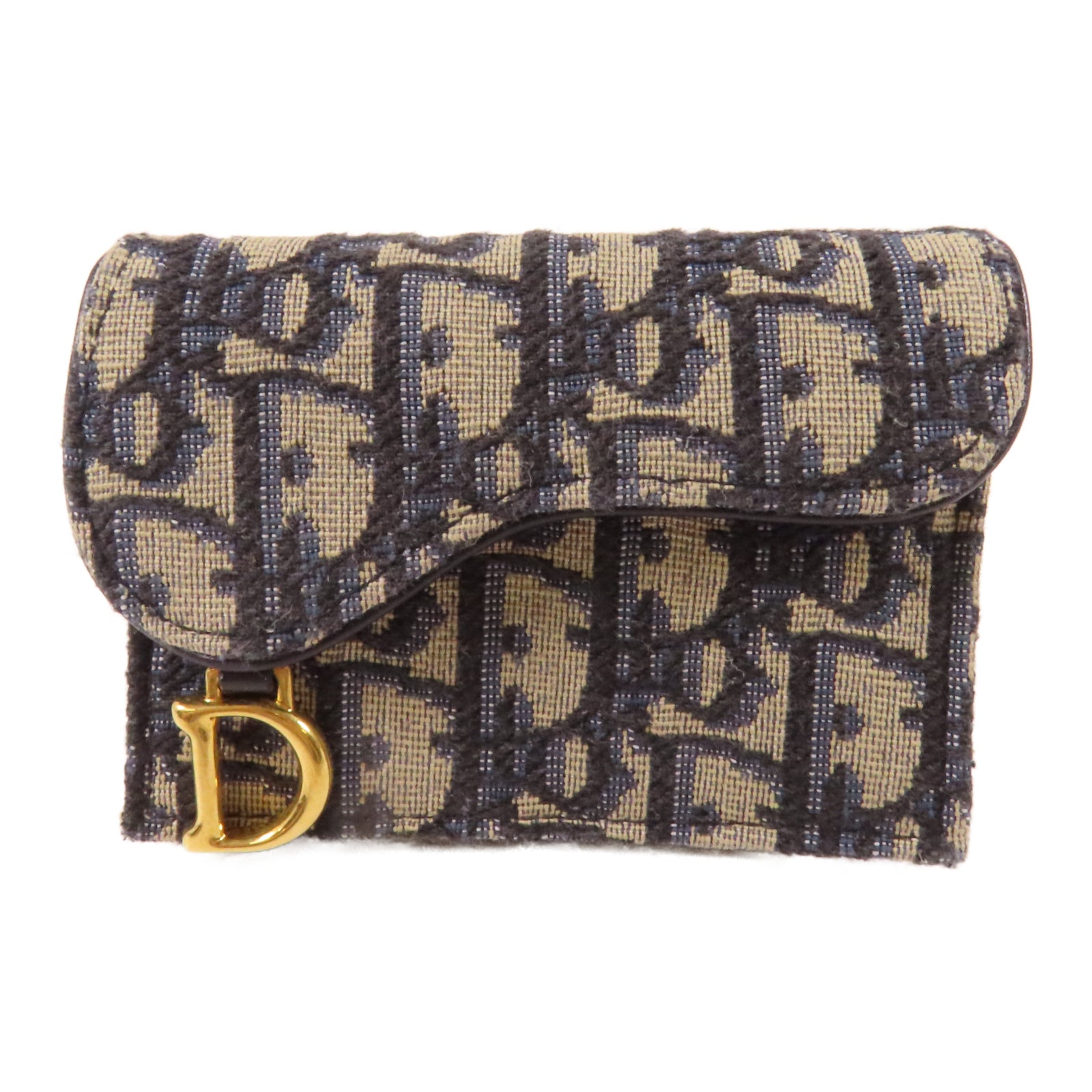 Dior 帆布Card Case金扣卡片套藍色