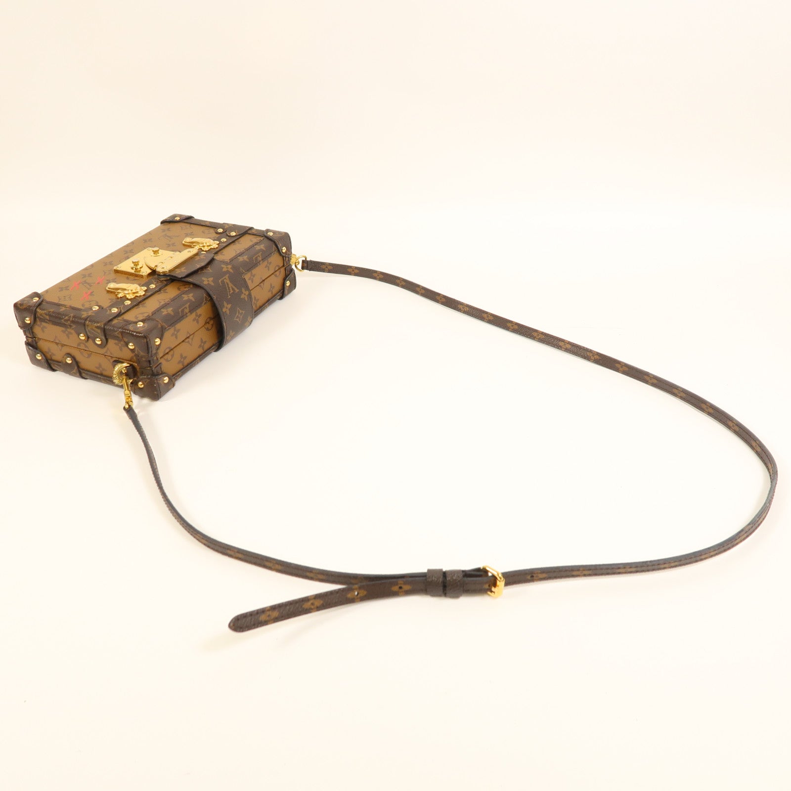 LOUIS VUITTON Monogram Reverse Petite Malle金扣肩背袋