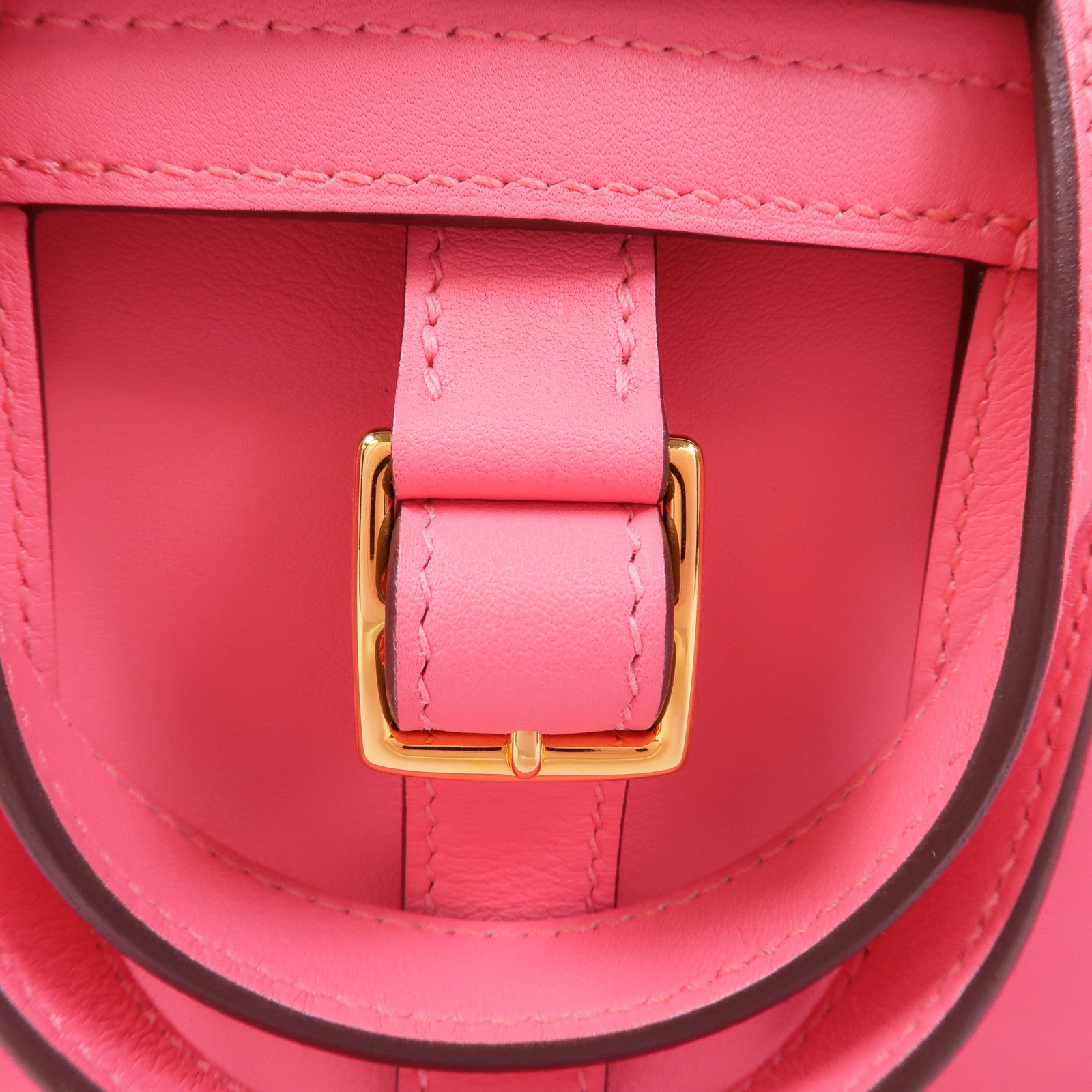 HERMES Swift皮革Mini Halzan金扣手挽肩背兩用袋Rose Azalee