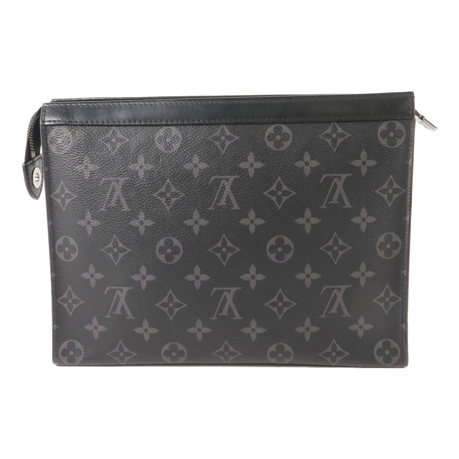 LOUIS VUITTON Monogram Eclipse Pochette Voyage MM銀扣手拿包
