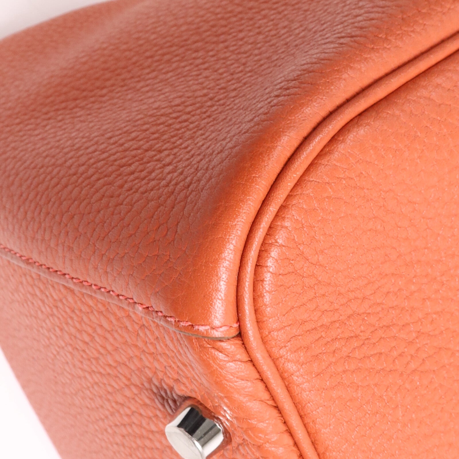 HERMES Clemence皮革Lindy 30銀扣手挽肩背兩用袋Orange