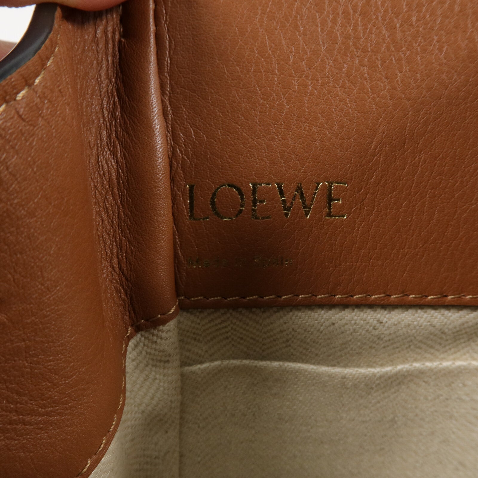 LOEWE 帆布/牛皮皮革Hammock Mini手挽肩背兩用袋
