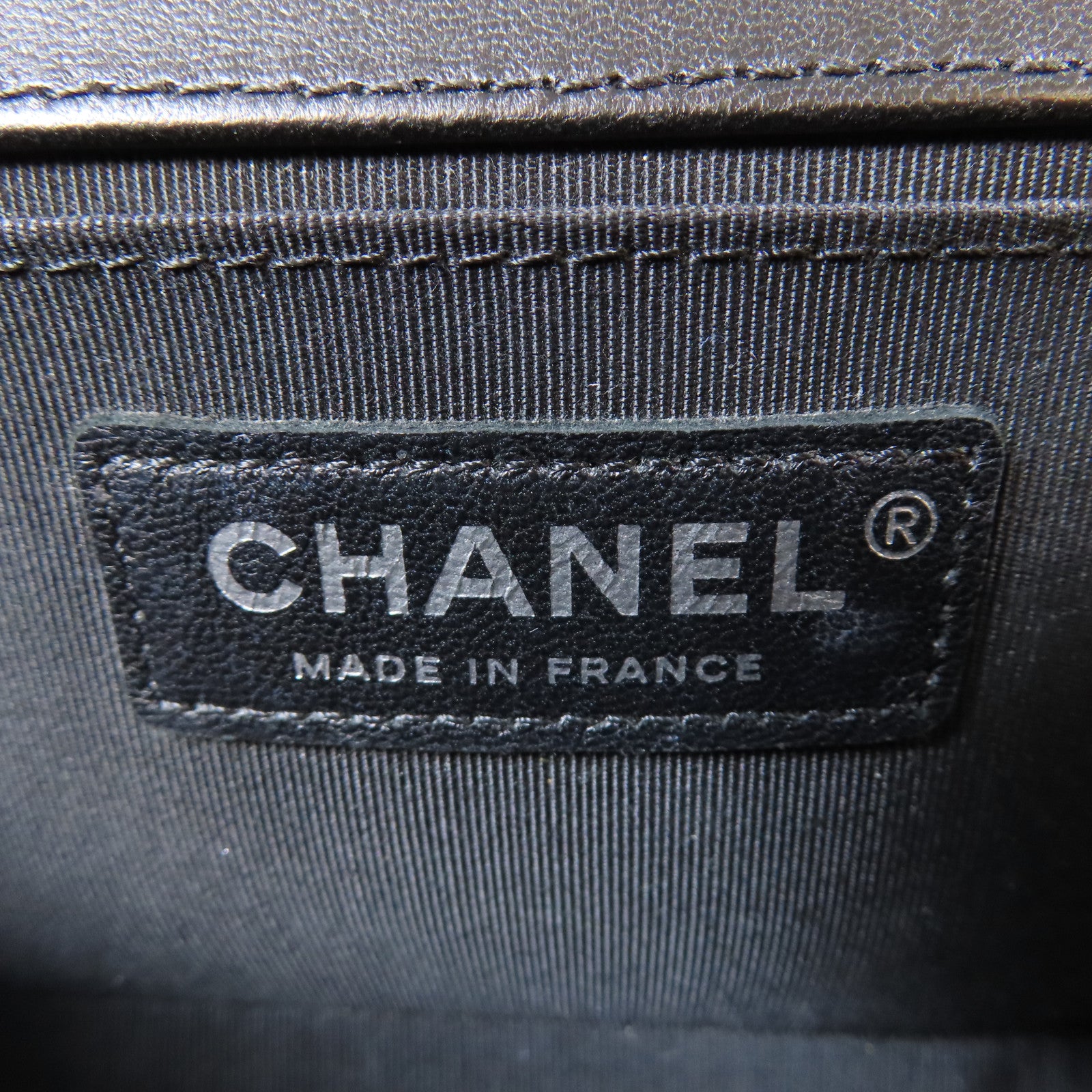CHANEL 斜紋牛皮皮革Le Boy Chain Shoulder Bag銀扣鏈帶肩背袋黑色