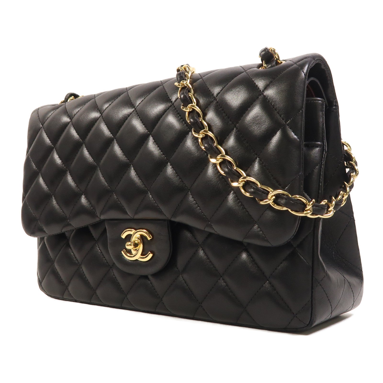 CHANEL 羊皮皮革Large Classic金扣鏈帶肩背袋