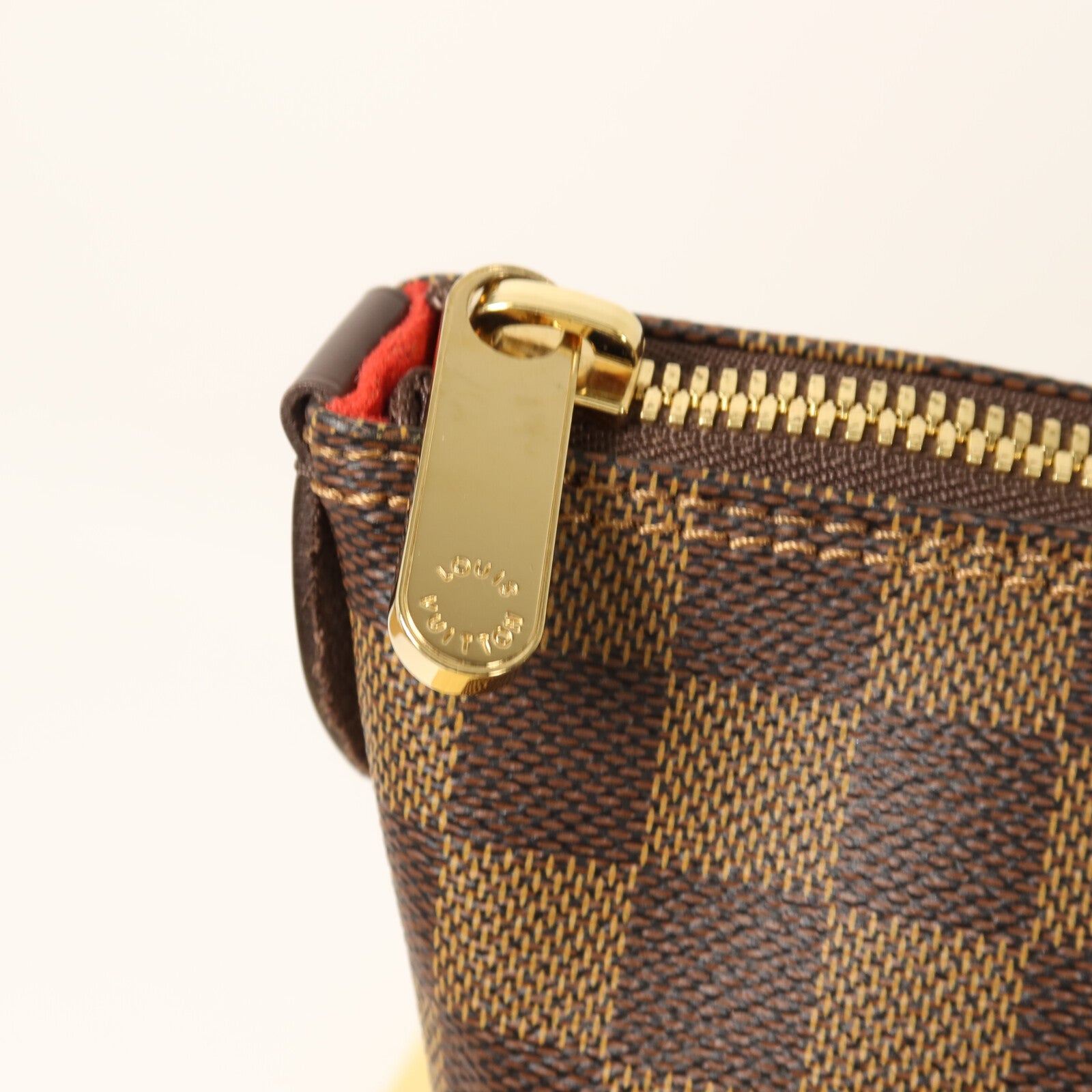 LOUIS VUITTON Damier Saleya MM金扣肩背袋/手挽袋棕色