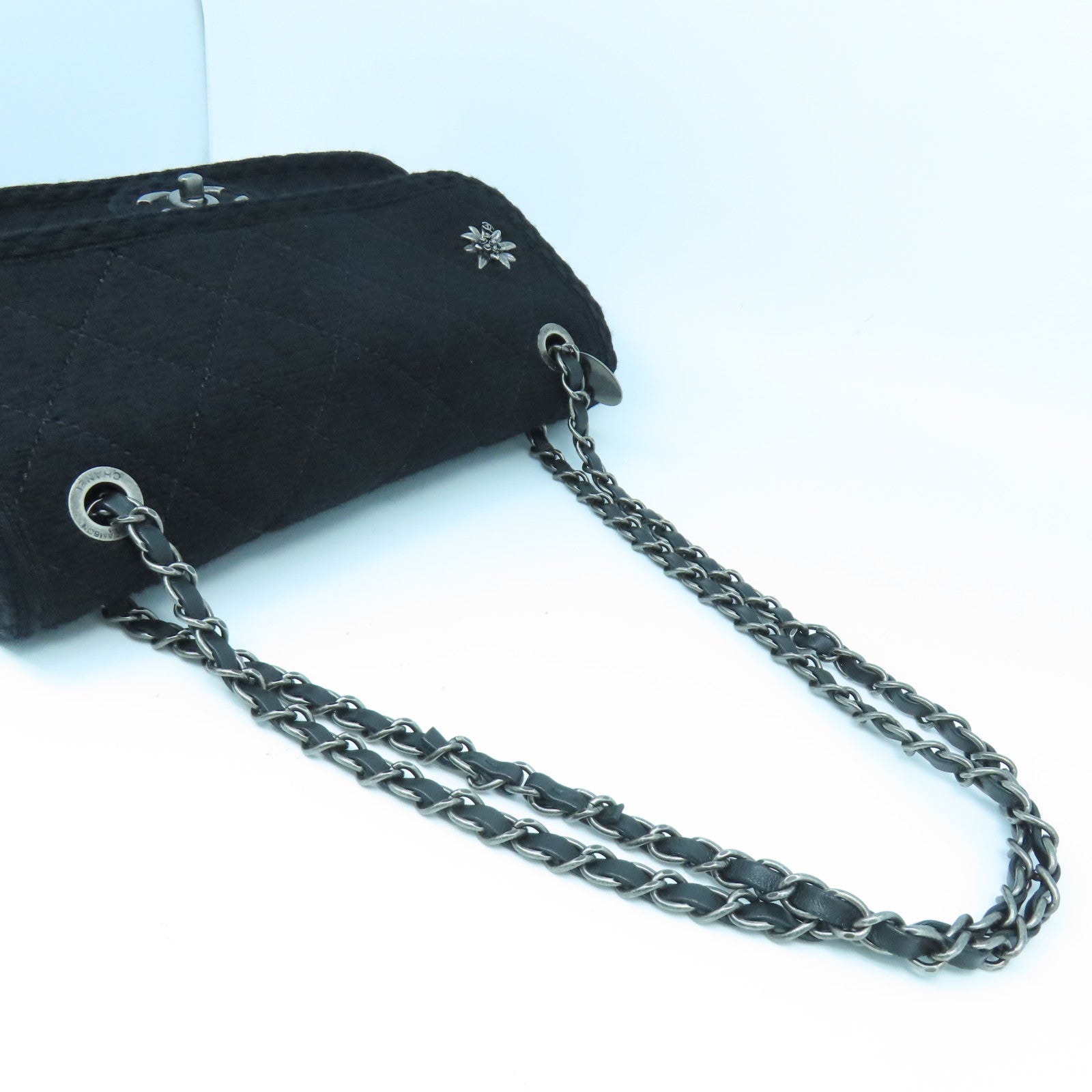 CHANEL 【激減優惠】菱格羊絨Chain Shoulder銀扣鏈帶肩背袋黑色
