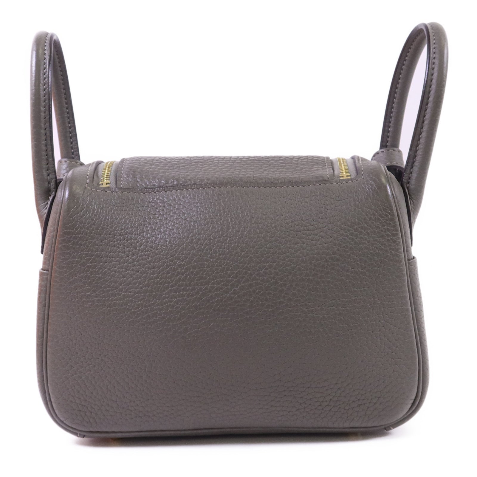 HERMES Clemence皮革Mini Lindy金扣手挽肩背兩用袋Gris Meyer