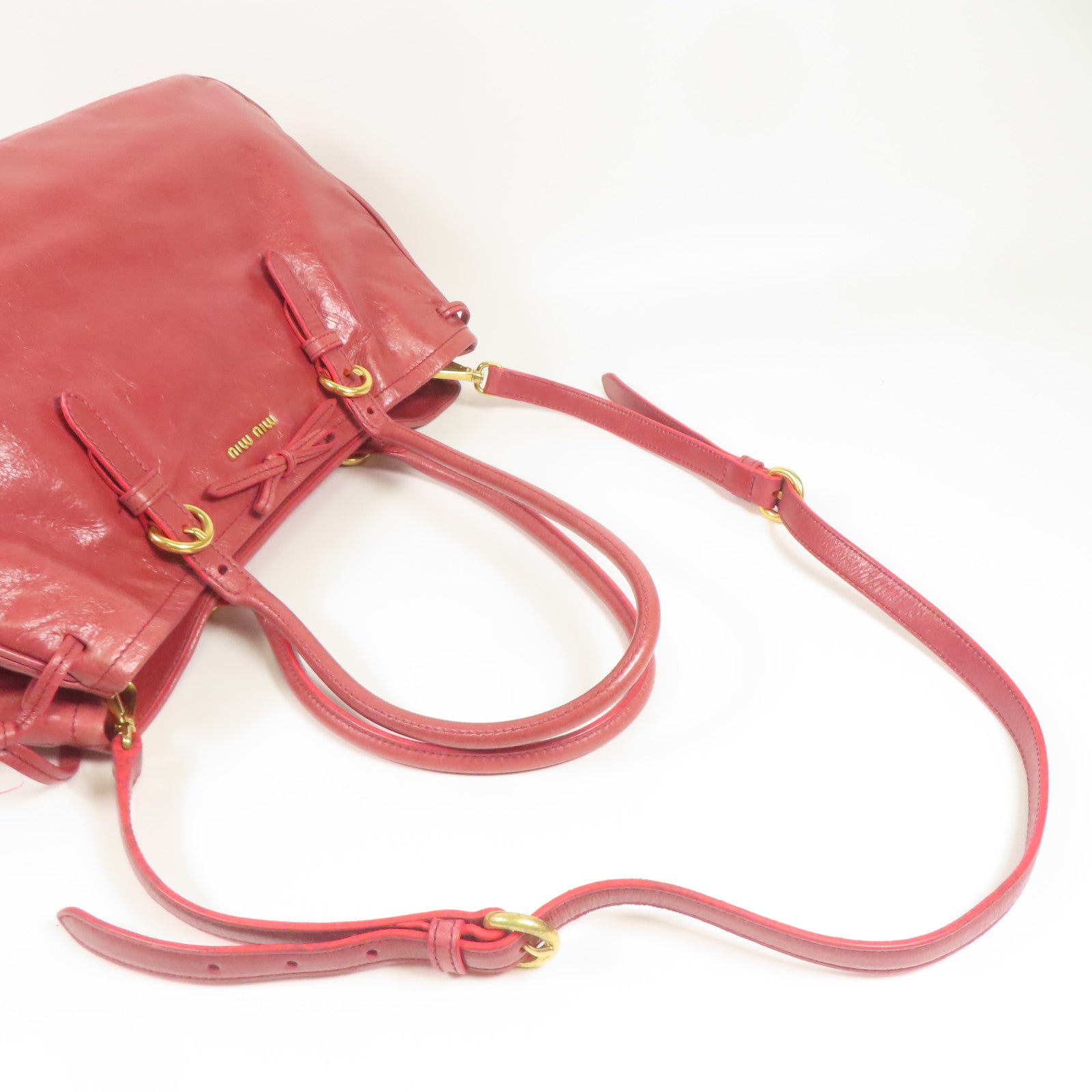 Miu Miu 牛皮皮革2 Way Shoulder金扣手挽肩背兩用袋