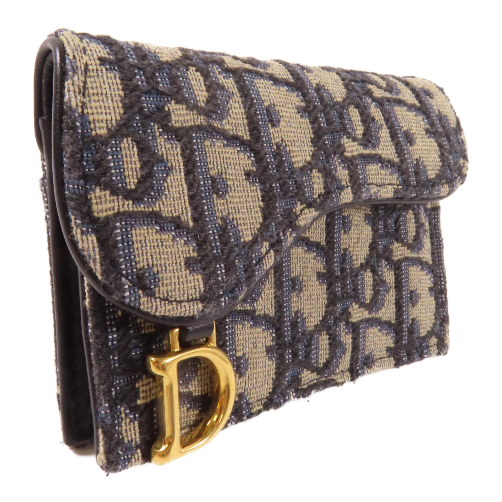 Dior 帆布Card Case金扣卡片套藍色