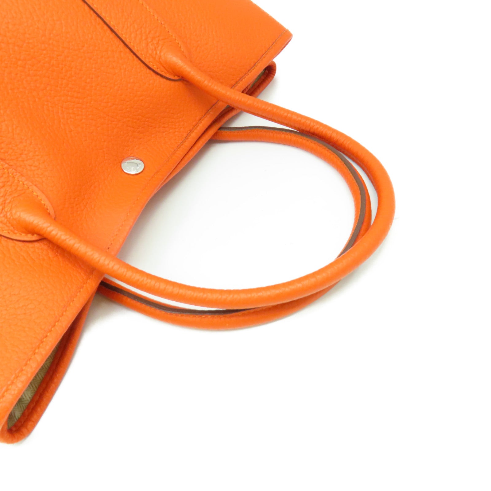 HERMES 【激減優惠】Negonda皮革Garden Party PM Tote Bag銀扣手挽袋Orange橙色