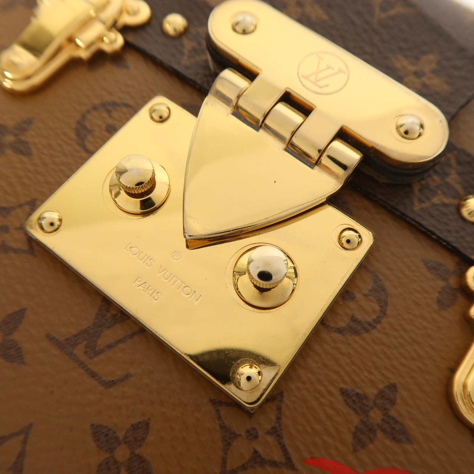 LOUIS VUITTON Monogram Reverse Petite Malle金扣肩背袋