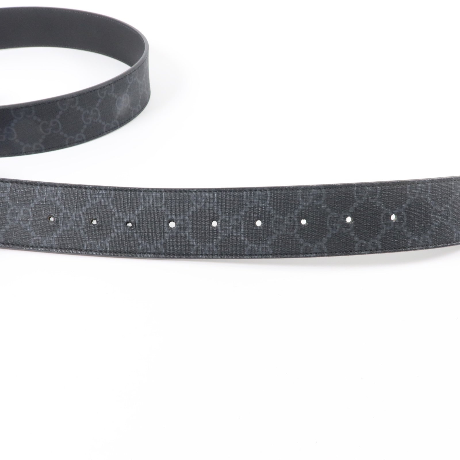 GUCCI 塗層帆布Belt with Interlocking G Buckle銀扣皮帶