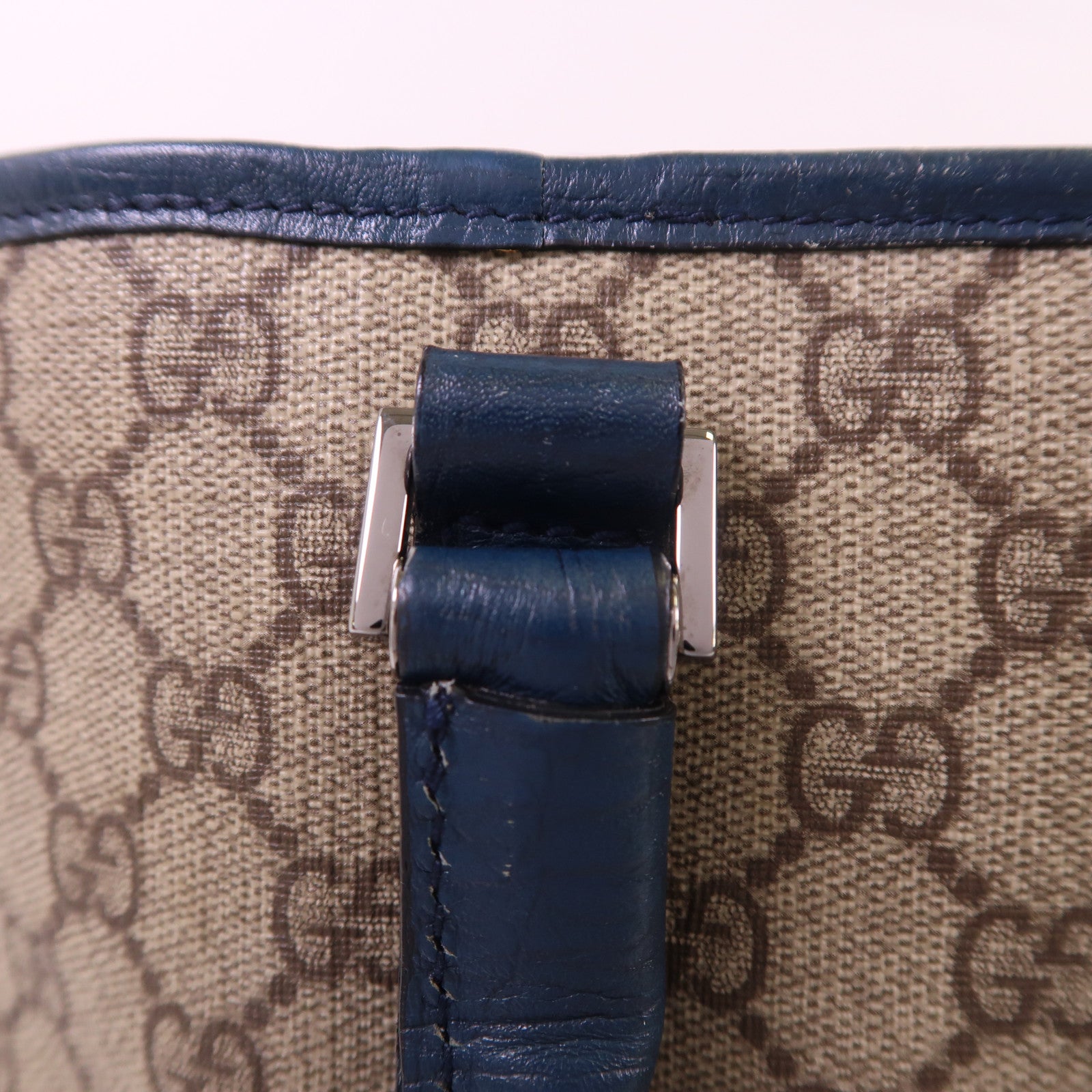 GUCCI 塗層帆布Tote Bag銀扣肩背袋