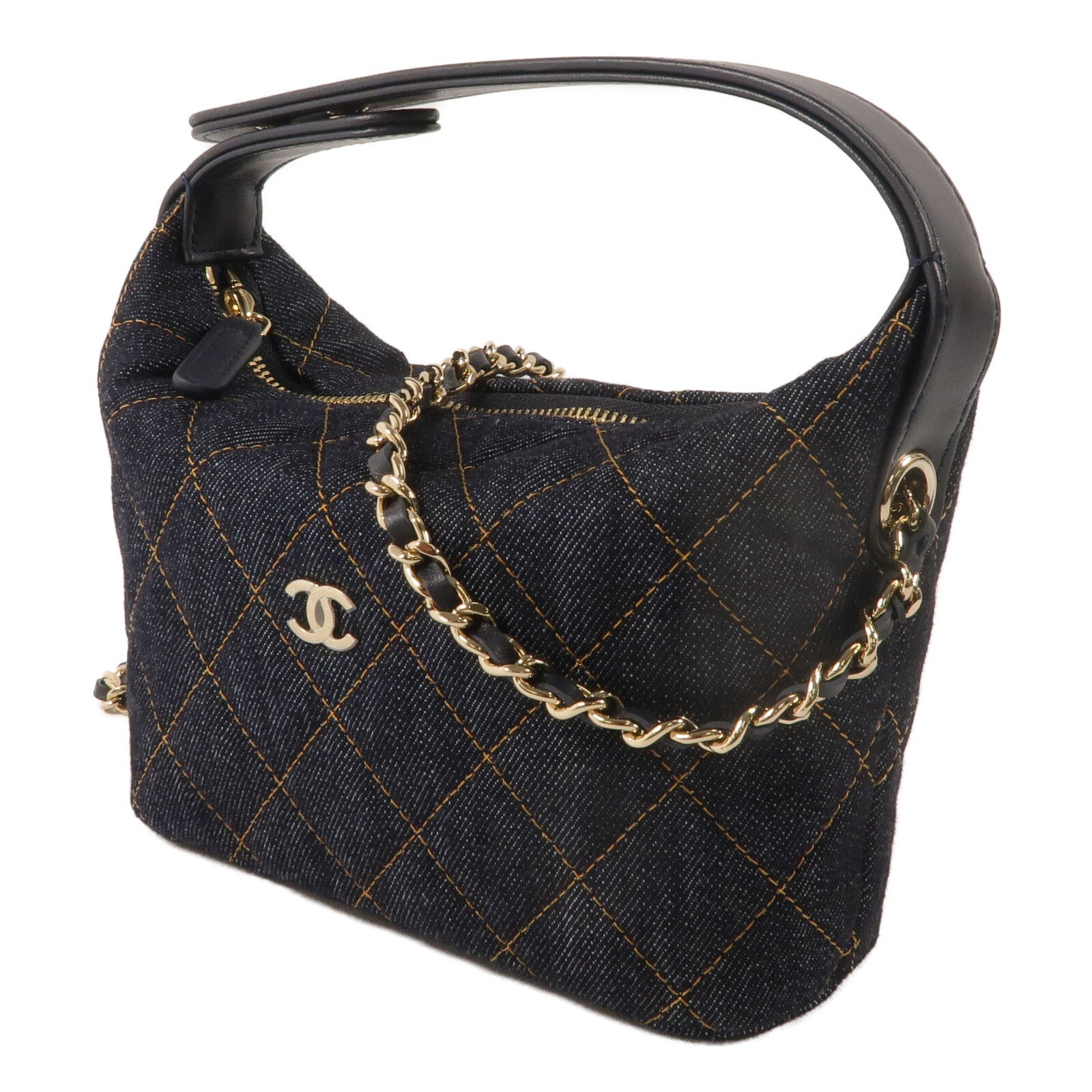 CHANEL 牛仔布Classic Clutch With Chain鏈帶手挽肩背兩用袋