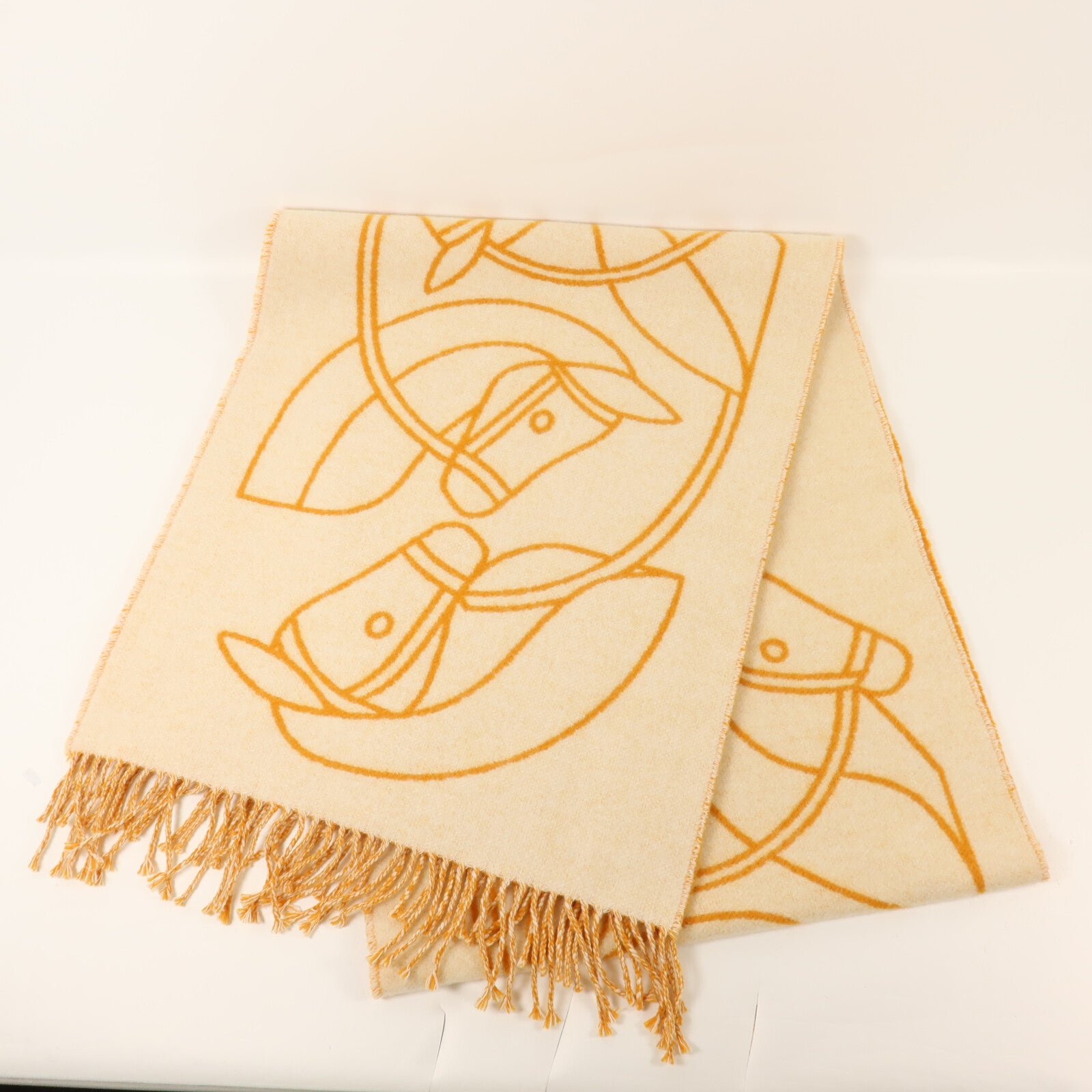 HERMES 羊絨Scarf圍巾Orange/Beige