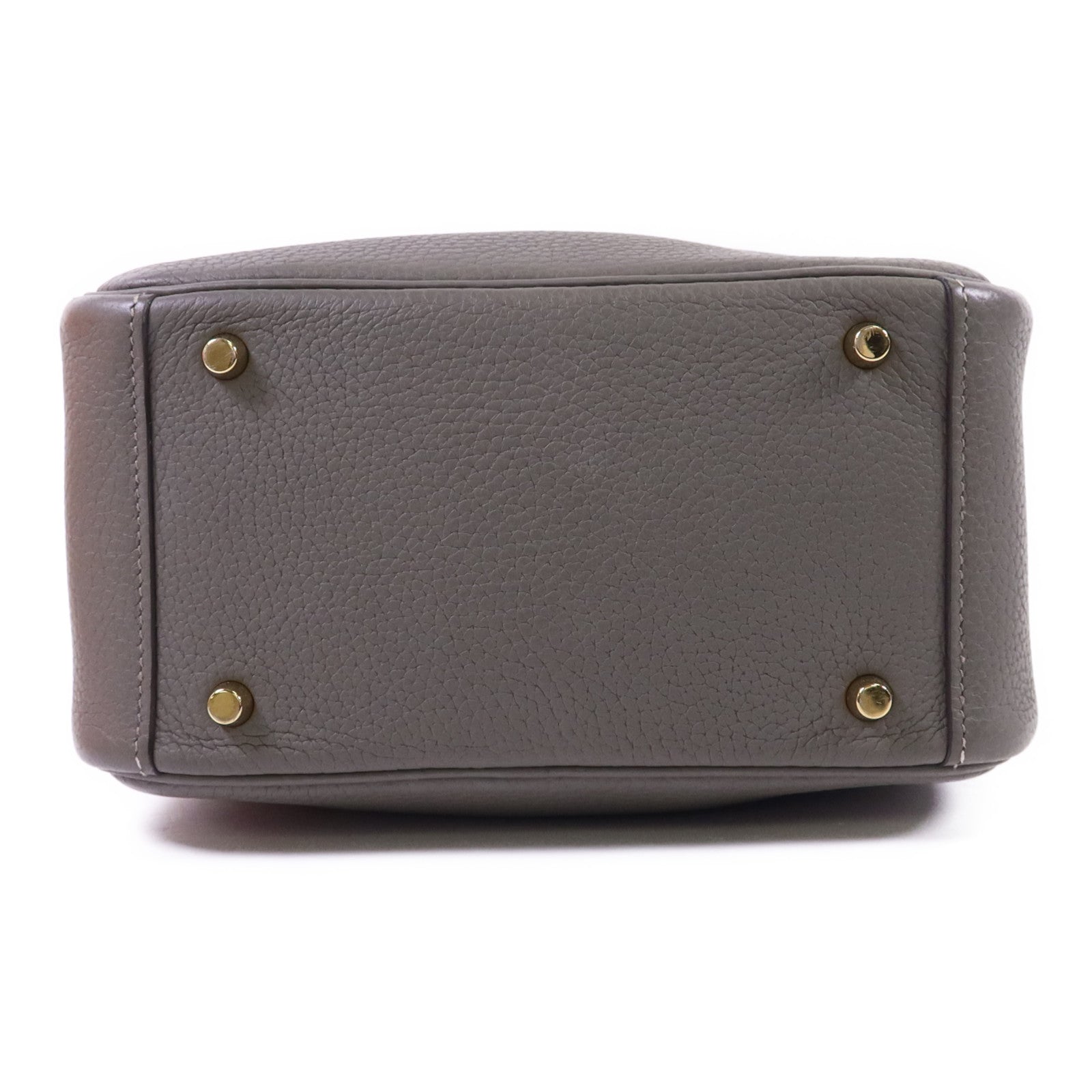 HERMES Clemence皮革Mini Lindy金扣手挽肩背兩用袋Gris Meyer