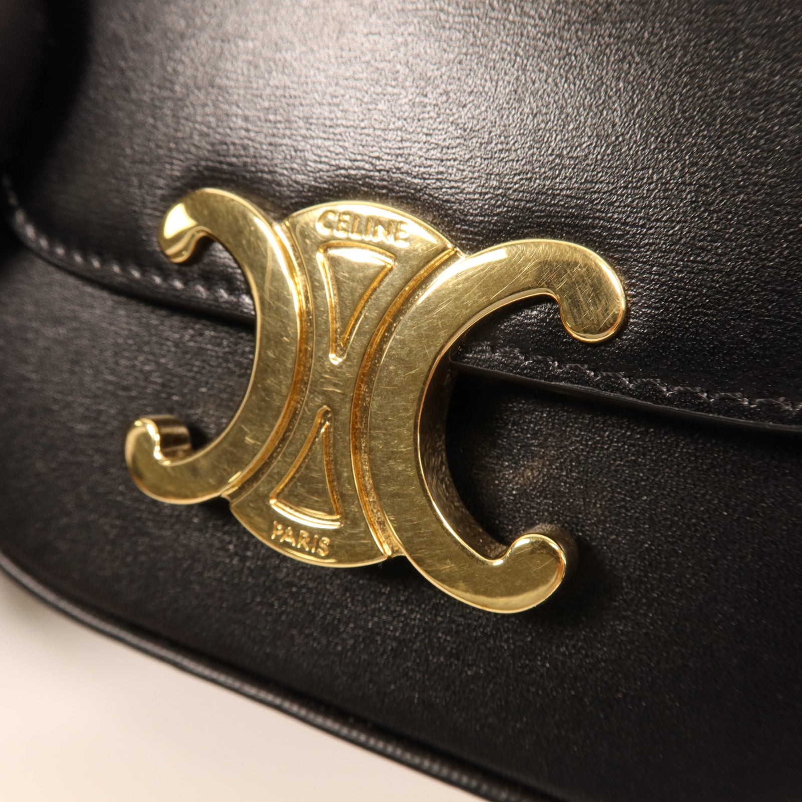 CELINE 牛皮皮革Mini Claude金扣肩背袋