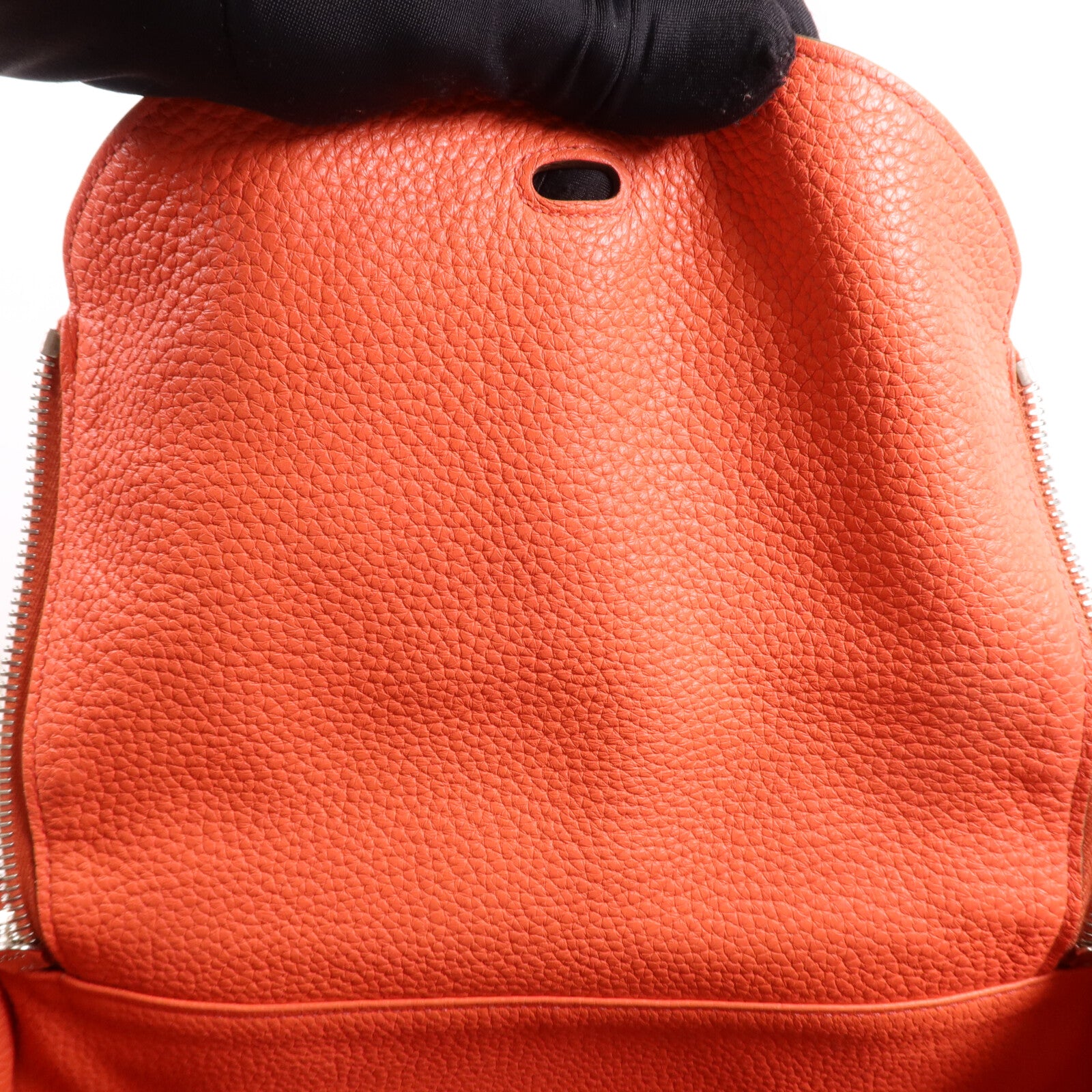 HERMES Clemence皮革Lindy 30銀扣手挽肩背兩用袋Orange