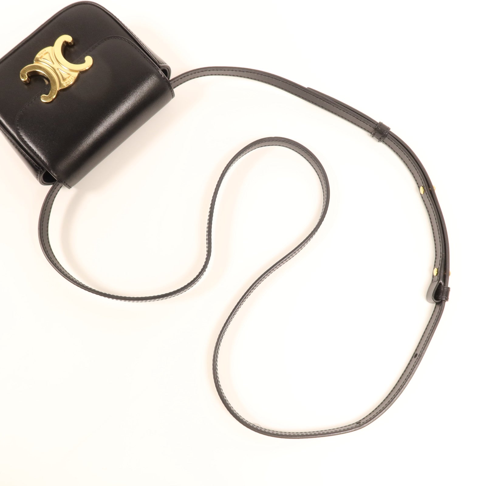 CELINE 牛皮皮革Mini Claude金扣肩背袋