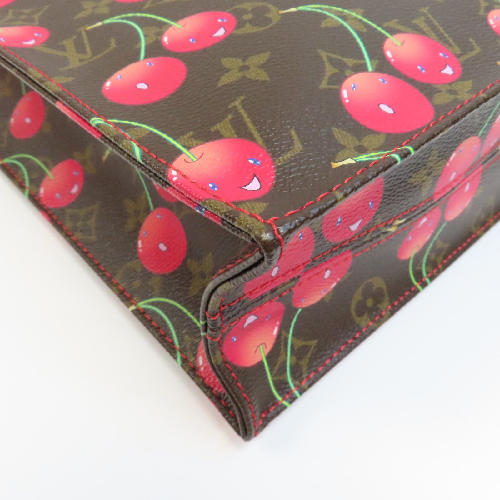 LOUIS VUITTON Monogram Cherry Sac Plat金扣手挽袋啡色