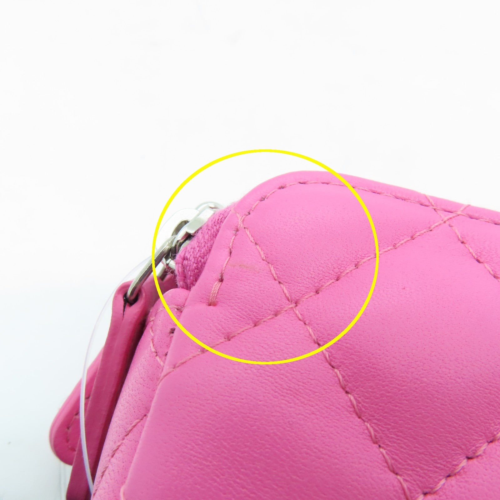 CHANEL 【激減優惠】菱格羊皮皮革Double Zip Shoulder Bag銀扣鏈帶肩背袋粉紅色