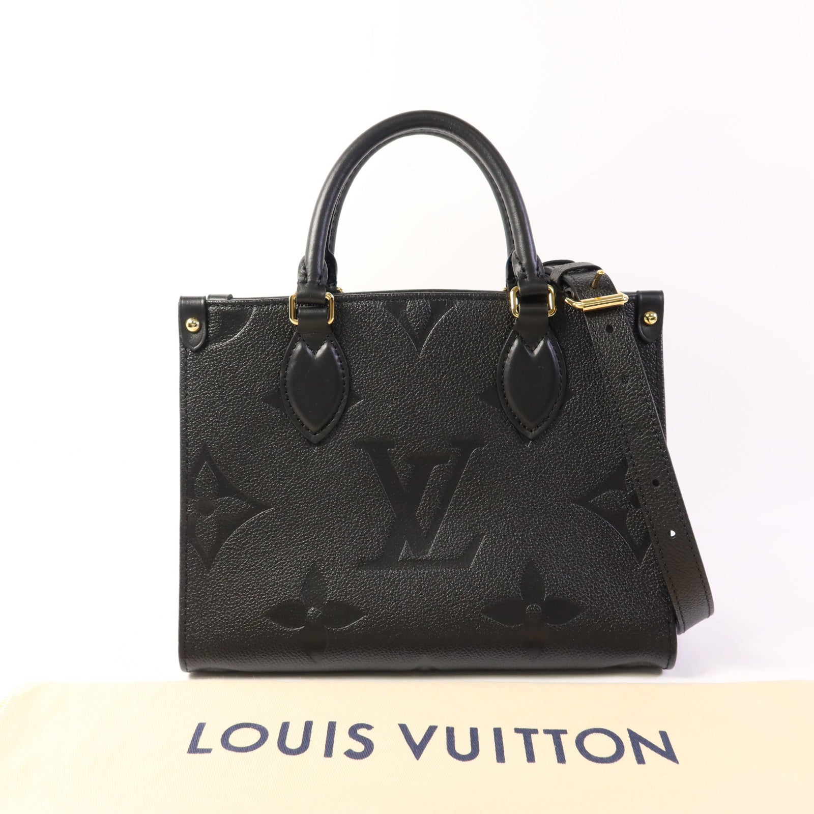 LOUIS VUITTON Monogram Emprenite On The Go PM金扣手挽肩背兩用袋
