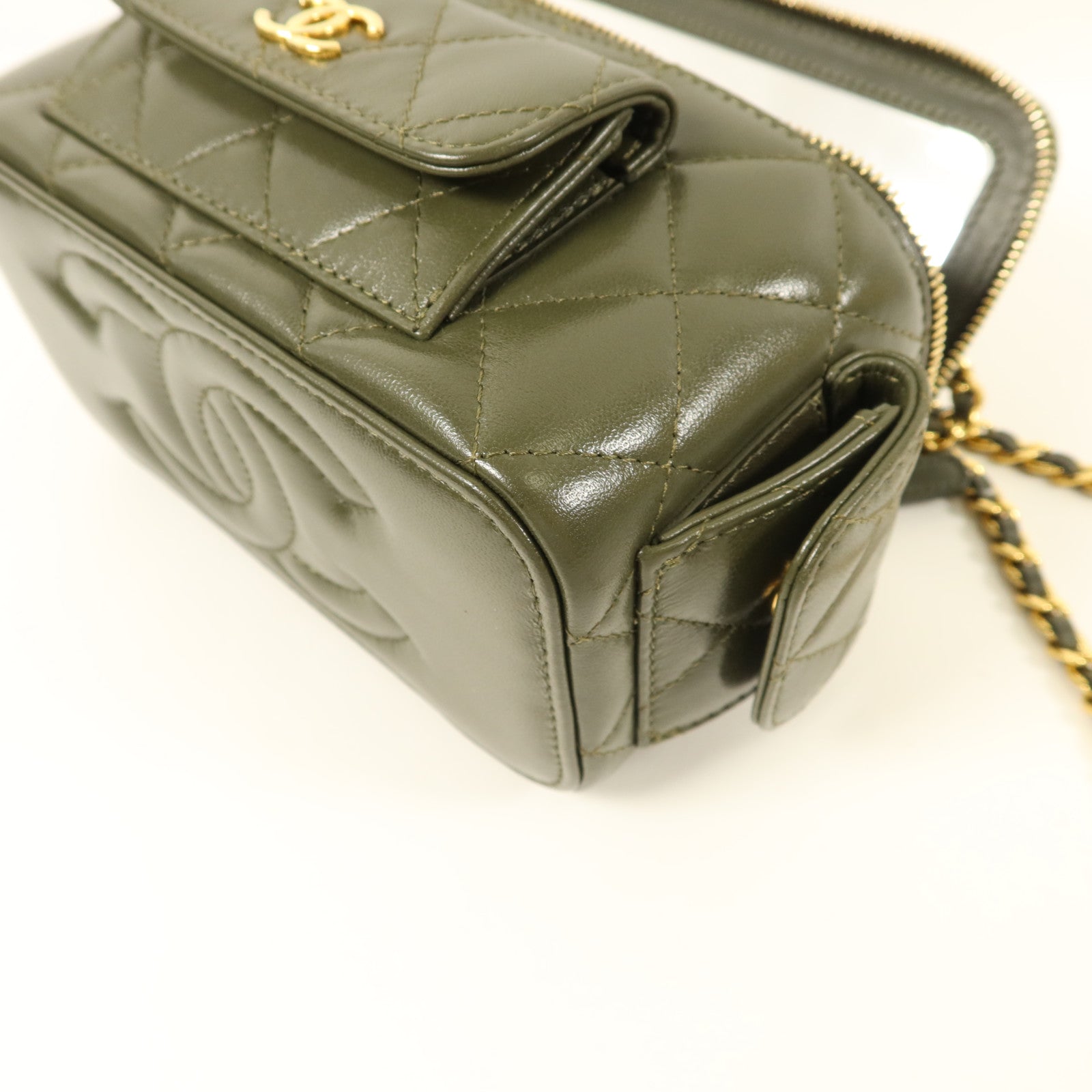 CHANEL 羊皮皮革Vanity Case金扣手挽肩背兩用袋
