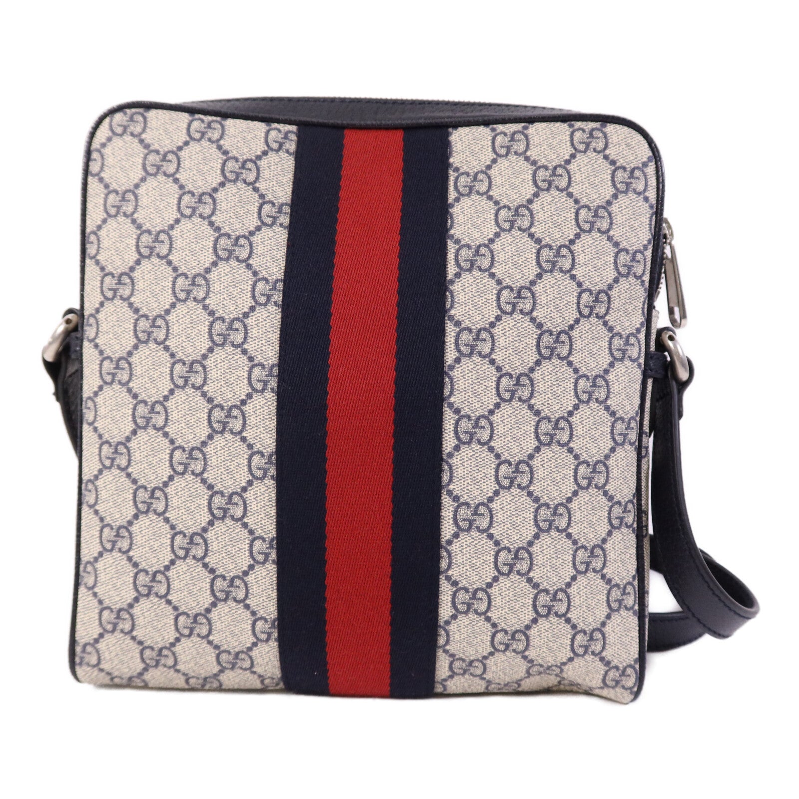 GUCCI 塗層帆布Ophidia Messenger GG Supreme銀扣肩背袋