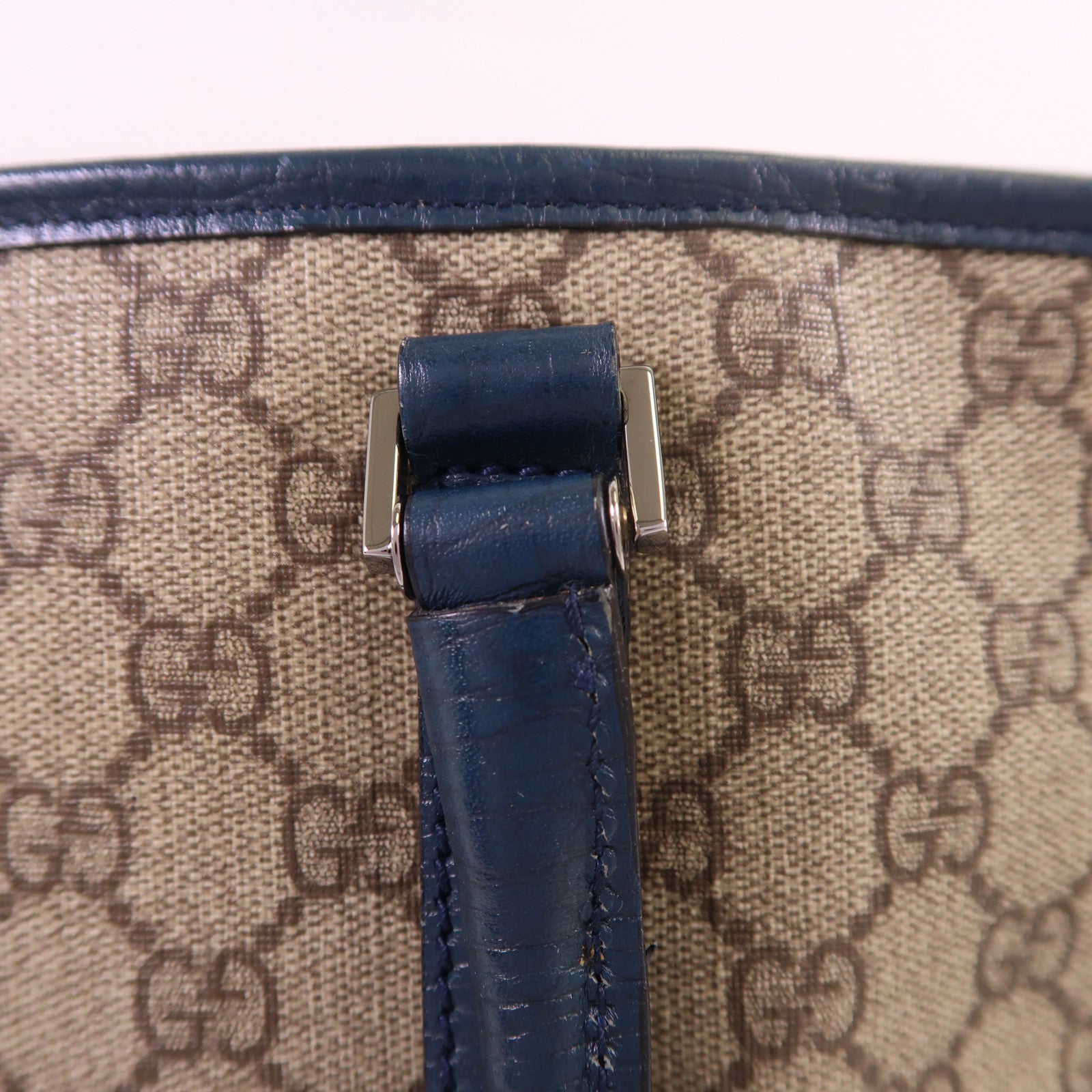 GUCCI 塗層帆布Tote Bag銀扣肩背袋