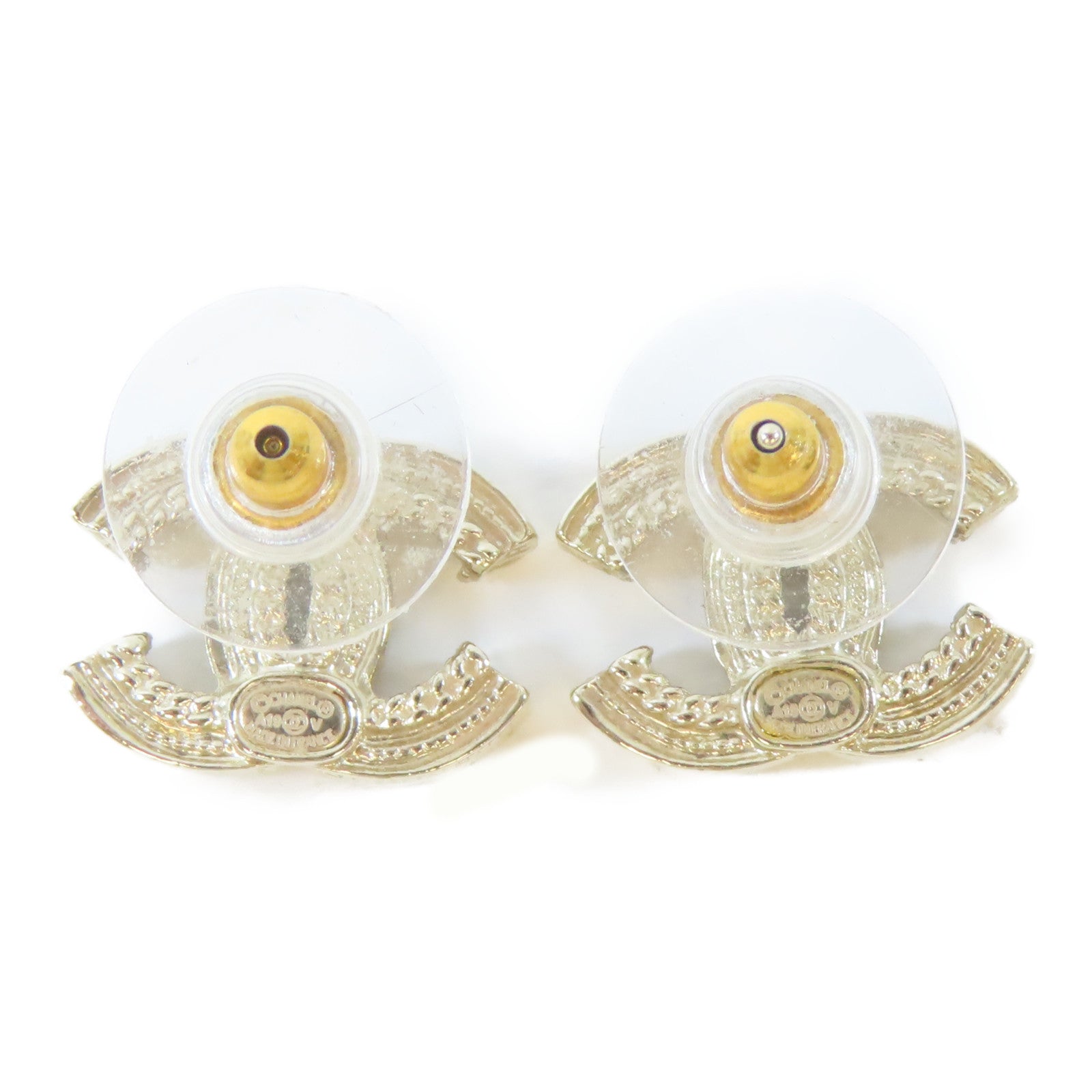 CHANEL 金屬Pierced Earrings耳環金色/白色