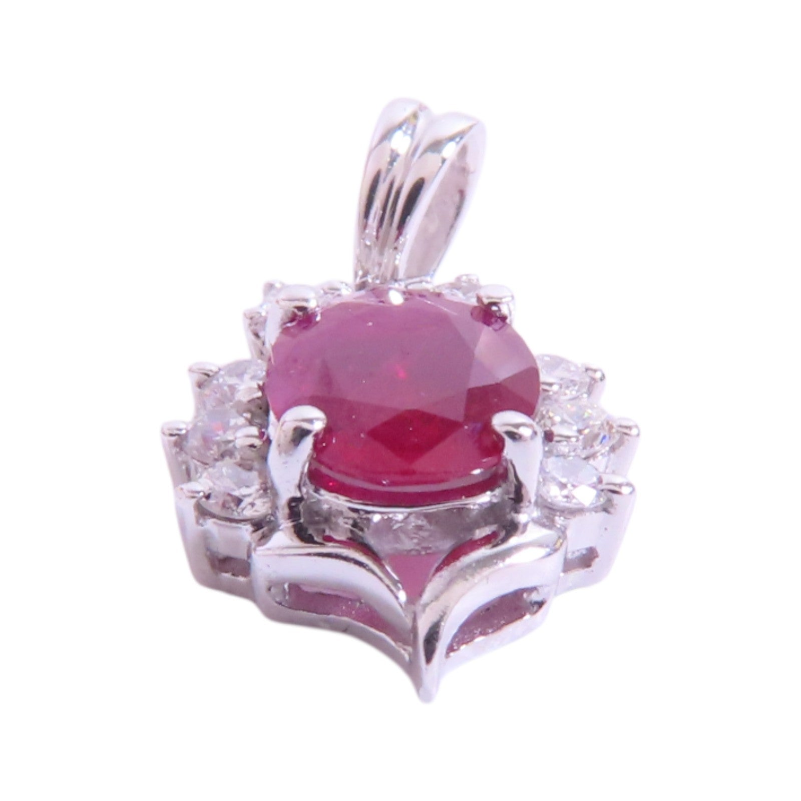 JEWELRY 18K白金Ruby Diamond Pendant Top紅寶石/鑽石吊墜頭扣