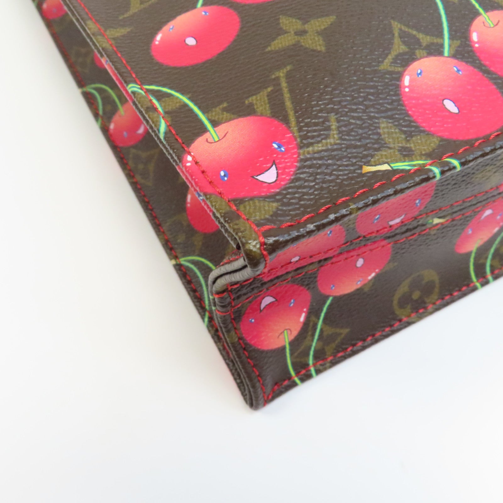 LOUIS VUITTON Monogram Cherry Sac Plat金扣手挽袋啡色