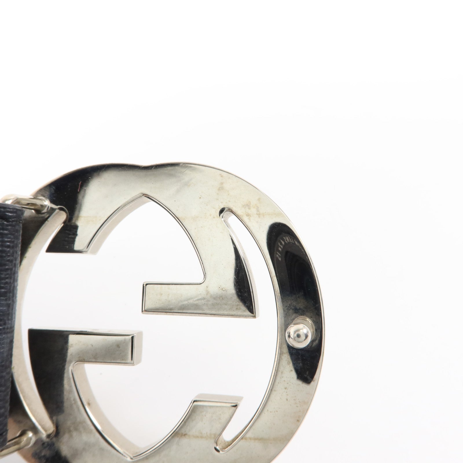GUCCI 塗層帆布Belt with Interlocking G Buckle銀扣皮帶