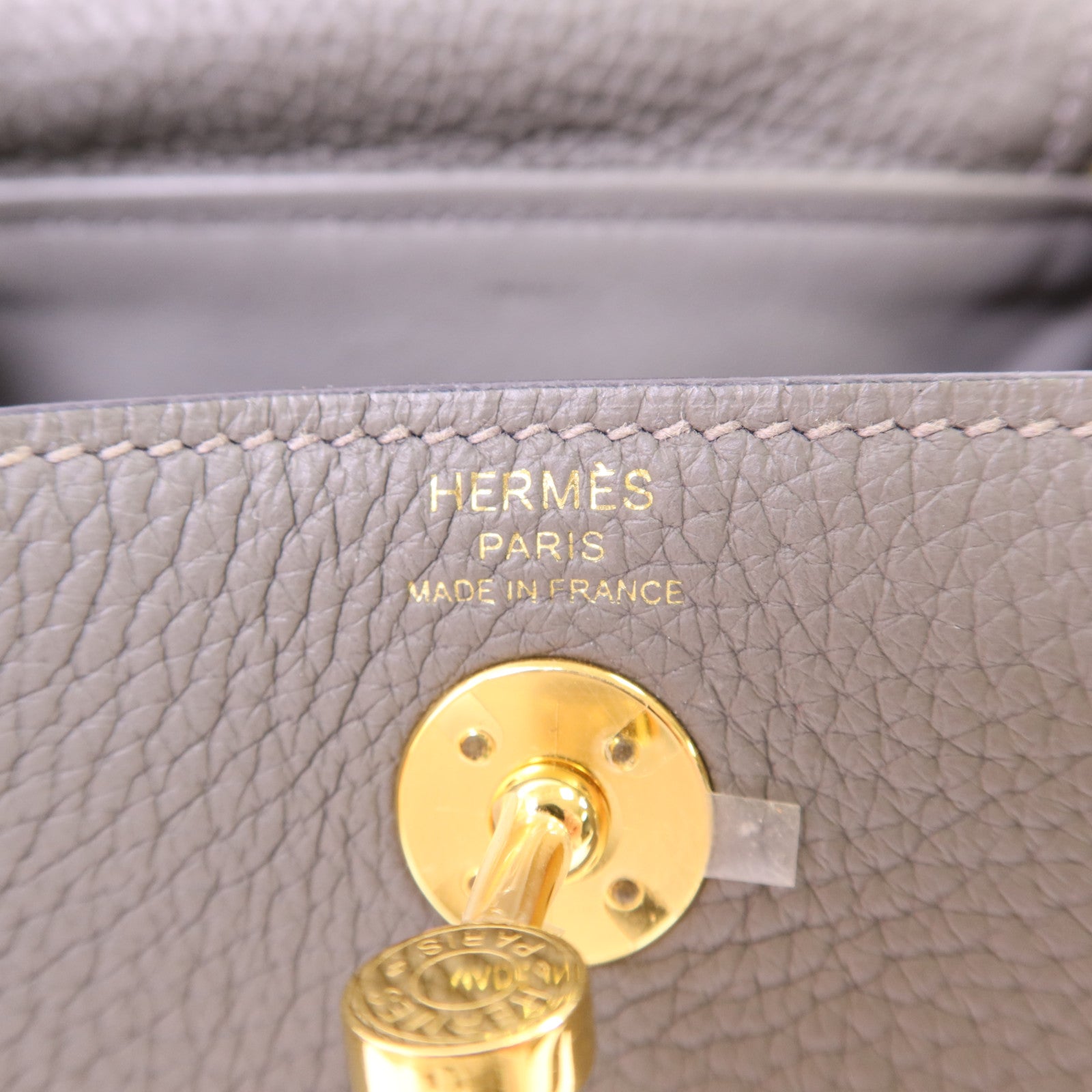 HERMES Clemence皮革Mini Lindy金扣手挽肩背兩用袋Gris Meyer