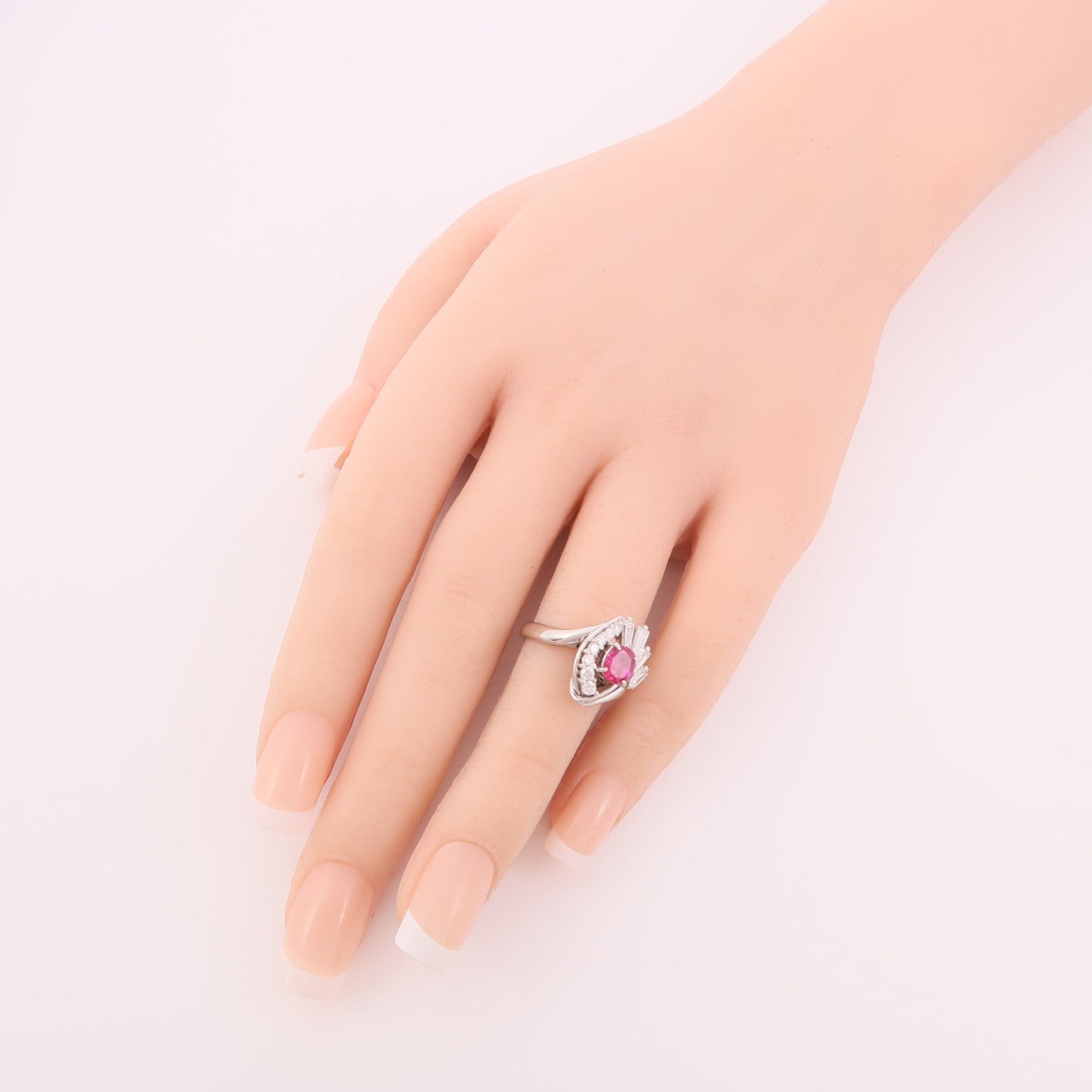 JEWELRY 【激減優惠】PT900鉑金Pink Sapphire Ring粉紅藍寶石/鑽石戒指