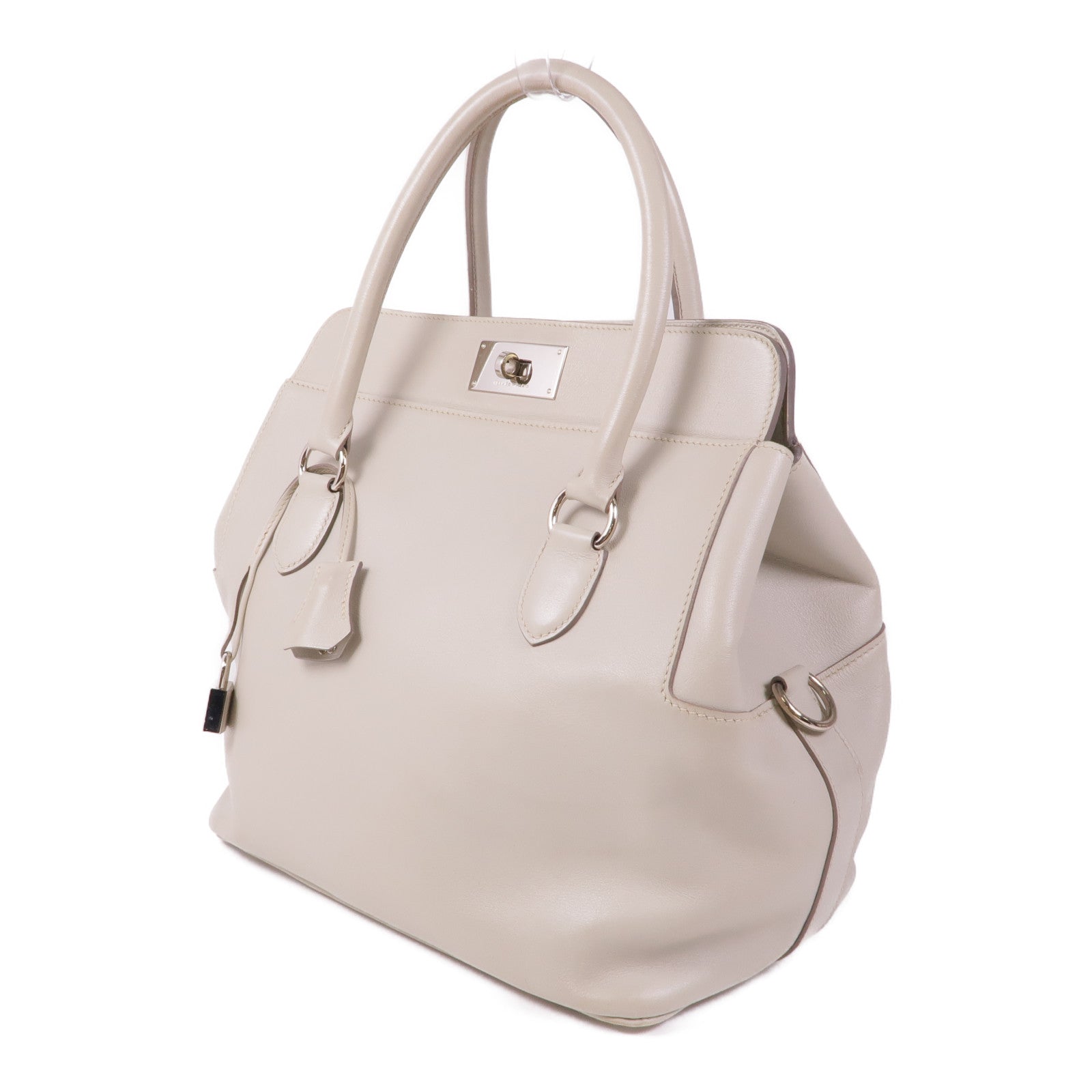 HERMES Swift皮革Tool Box 26銀扣手挽肩背兩用袋Pearl Grey