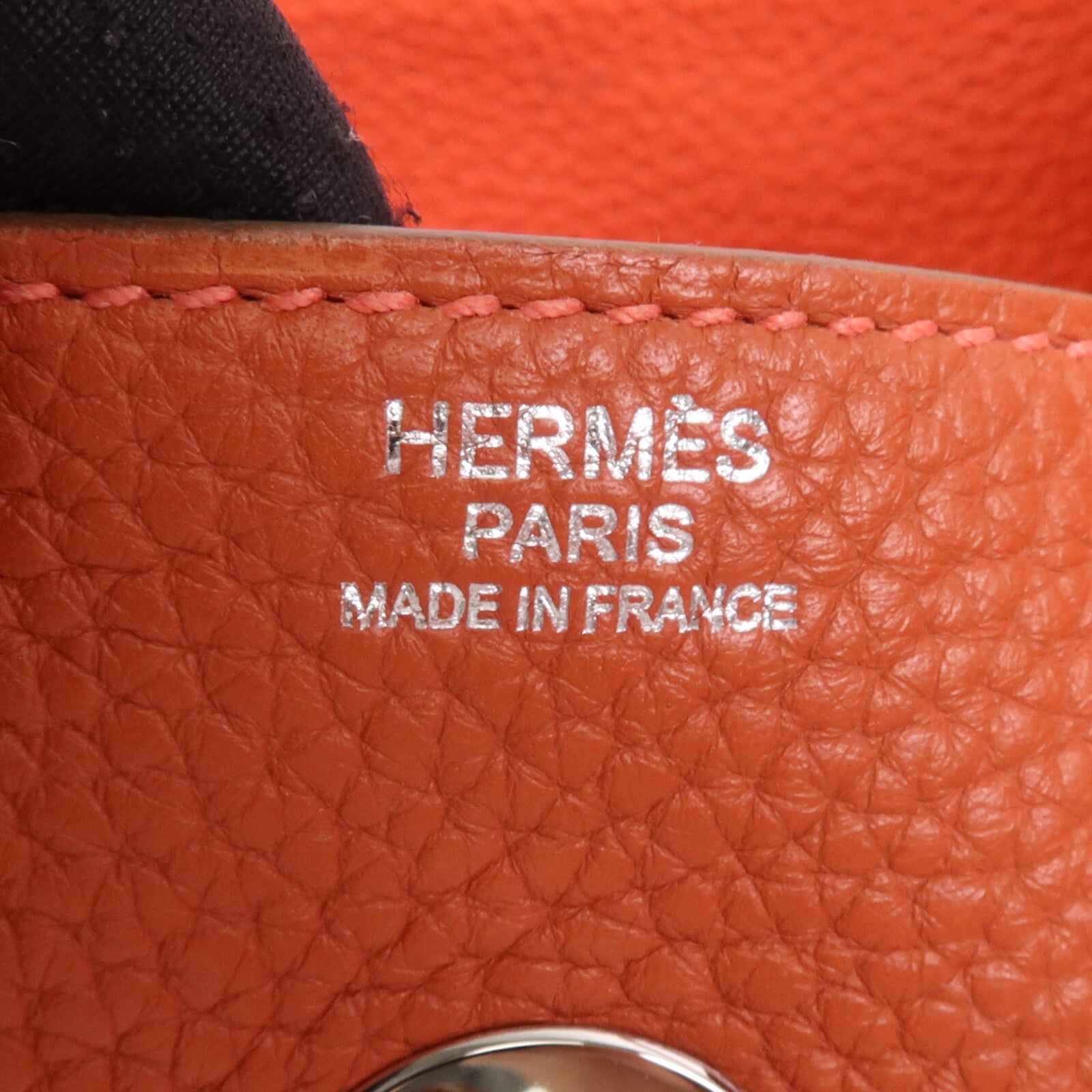 HERMES Clemence皮革Lindy 30銀扣手挽肩背兩用袋Orange