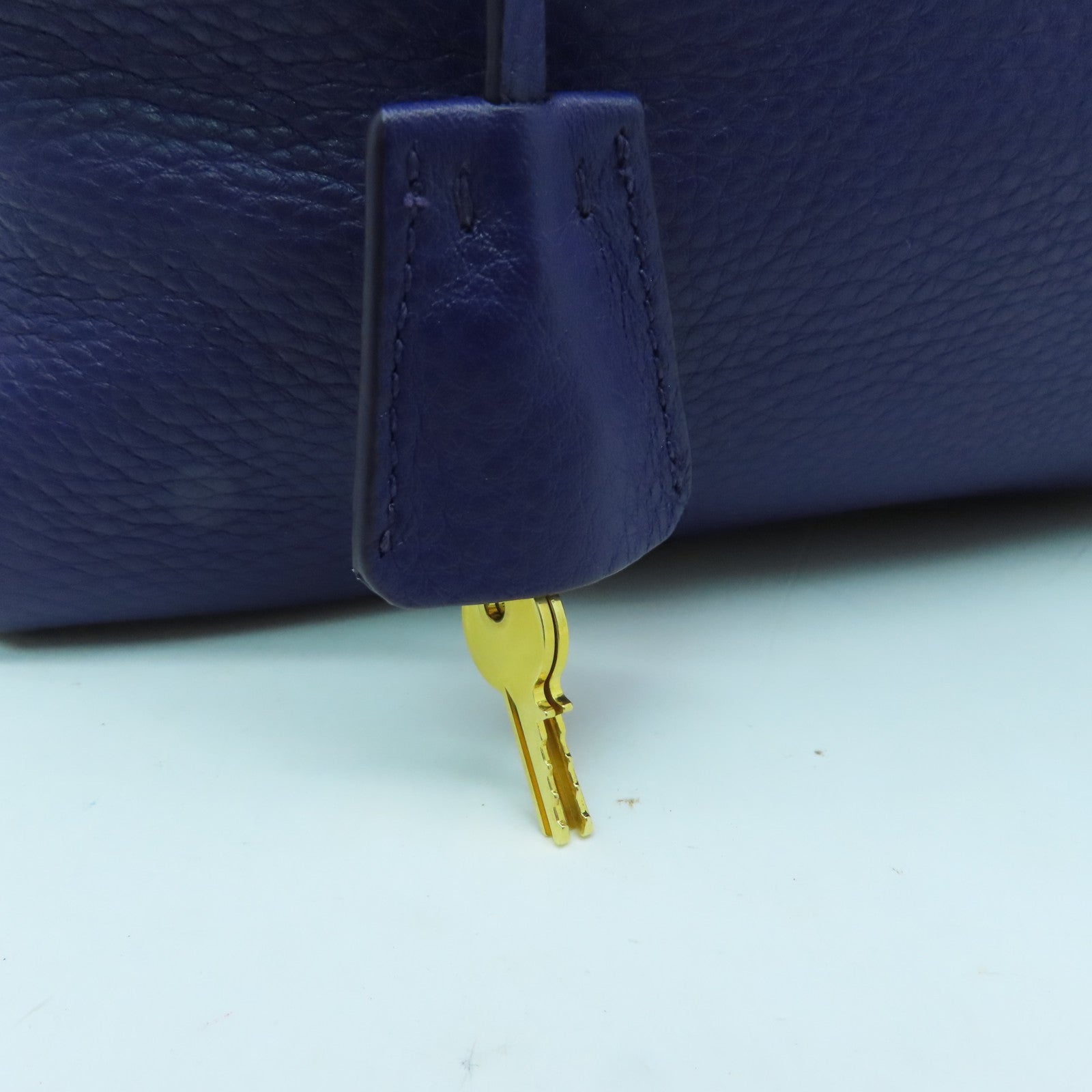 PRADA 【激減優惠】牛皮皮革Vitello Daino Shoulder Bag金扣波士頓包紫色
