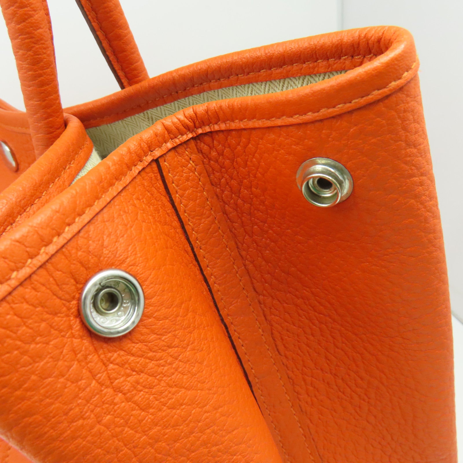 HERMES 【激減優惠】Negonda皮革Garden Party PM Tote Bag銀扣手挽袋Orange橙色